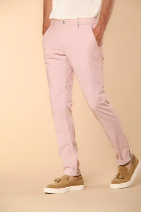 Milano men's chino pants in cotton and tencel blend with micro-pattern extra slim fit ①