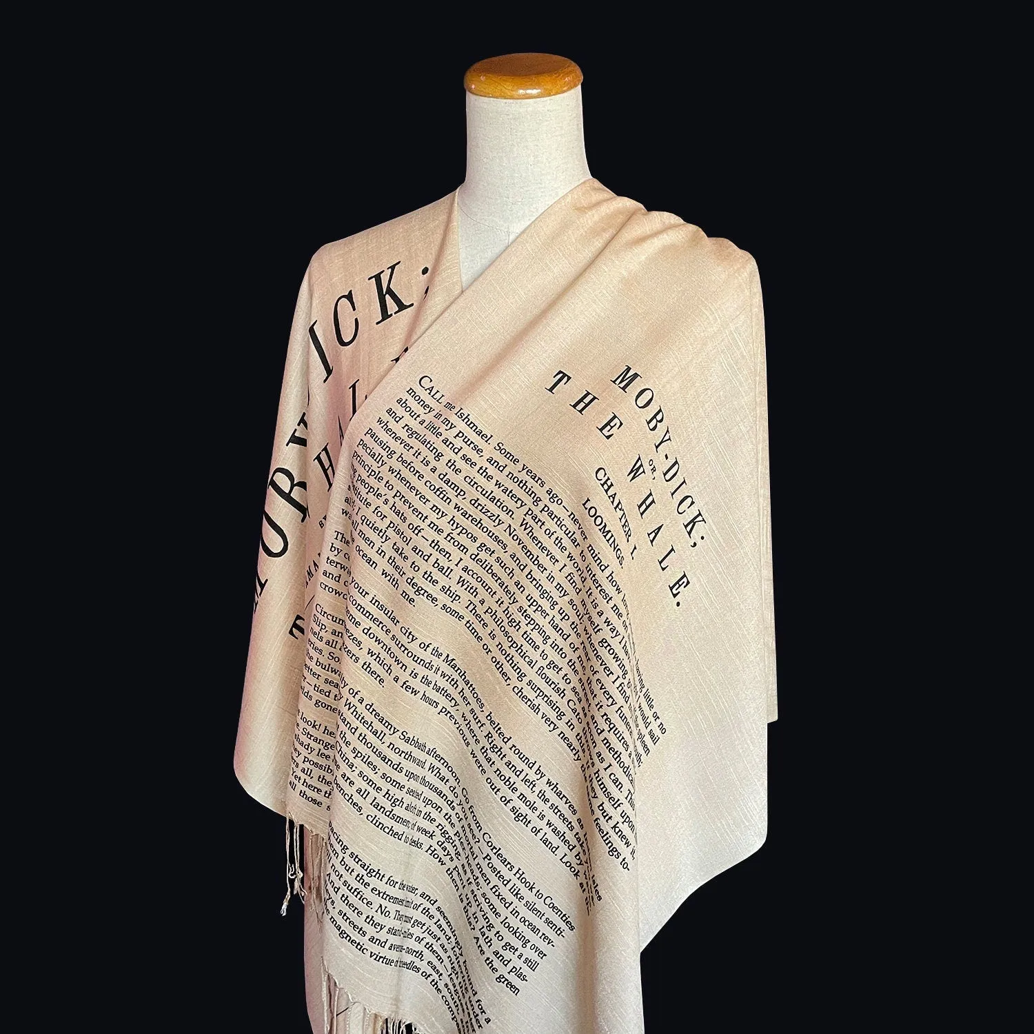 Moby-Dick; or, The Whale Shawl Scarf Wrap, Moby-Dick; or, The Whale by Herman Melville Scarf. Bookish Gift, Literary Scarf, Book Scarf.