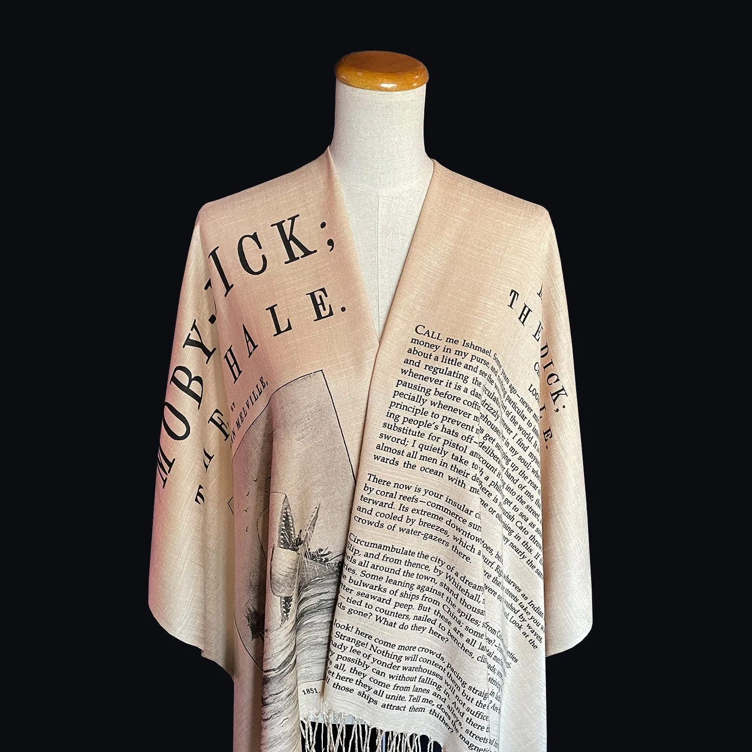 Moby-Dick; or, The Whale Shawl Scarf Wrap, Moby-Dick; or, The Whale by Herman Melville Scarf. Bookish Gift, Literary Scarf, Book Scarf.