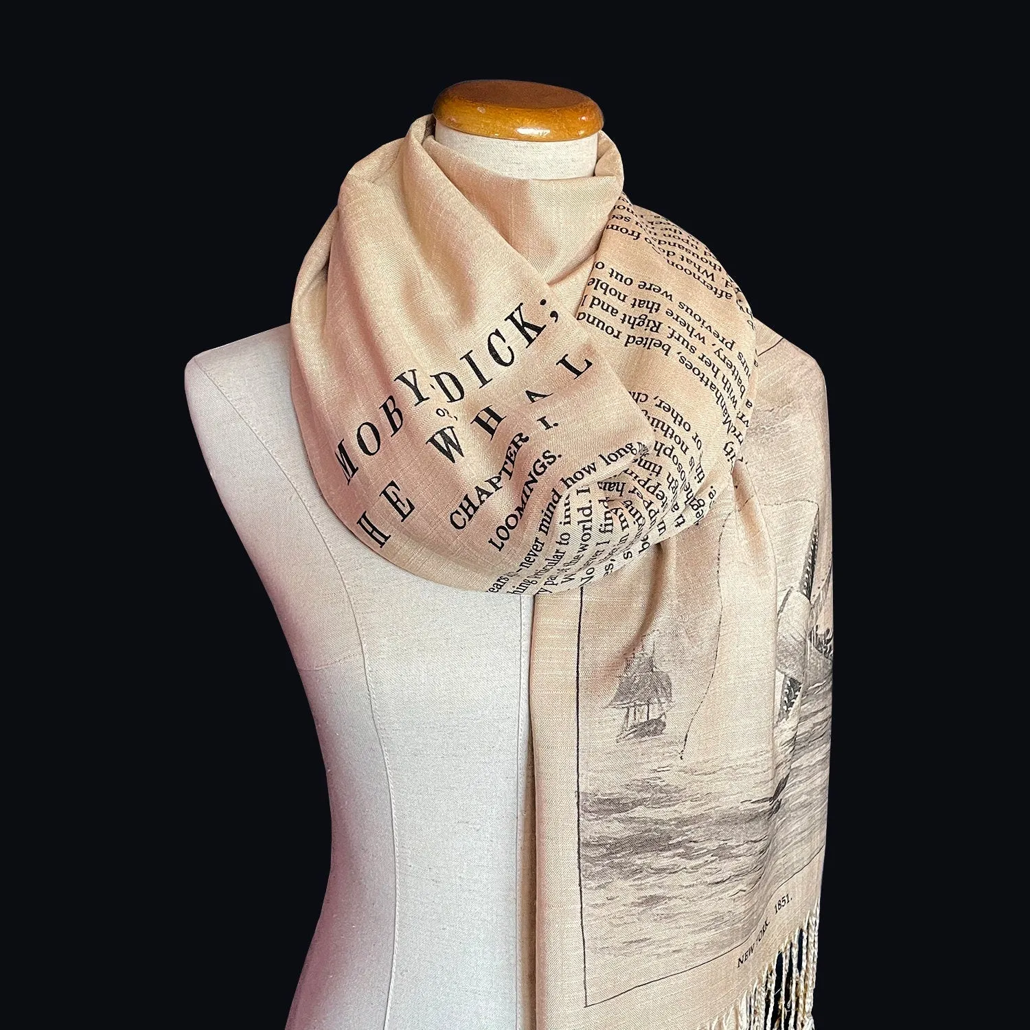 Moby-Dick; or, The Whale Shawl Scarf Wrap, Moby-Dick; or, The Whale by Herman Melville Scarf. Bookish Gift, Literary Scarf, Book Scarf.
