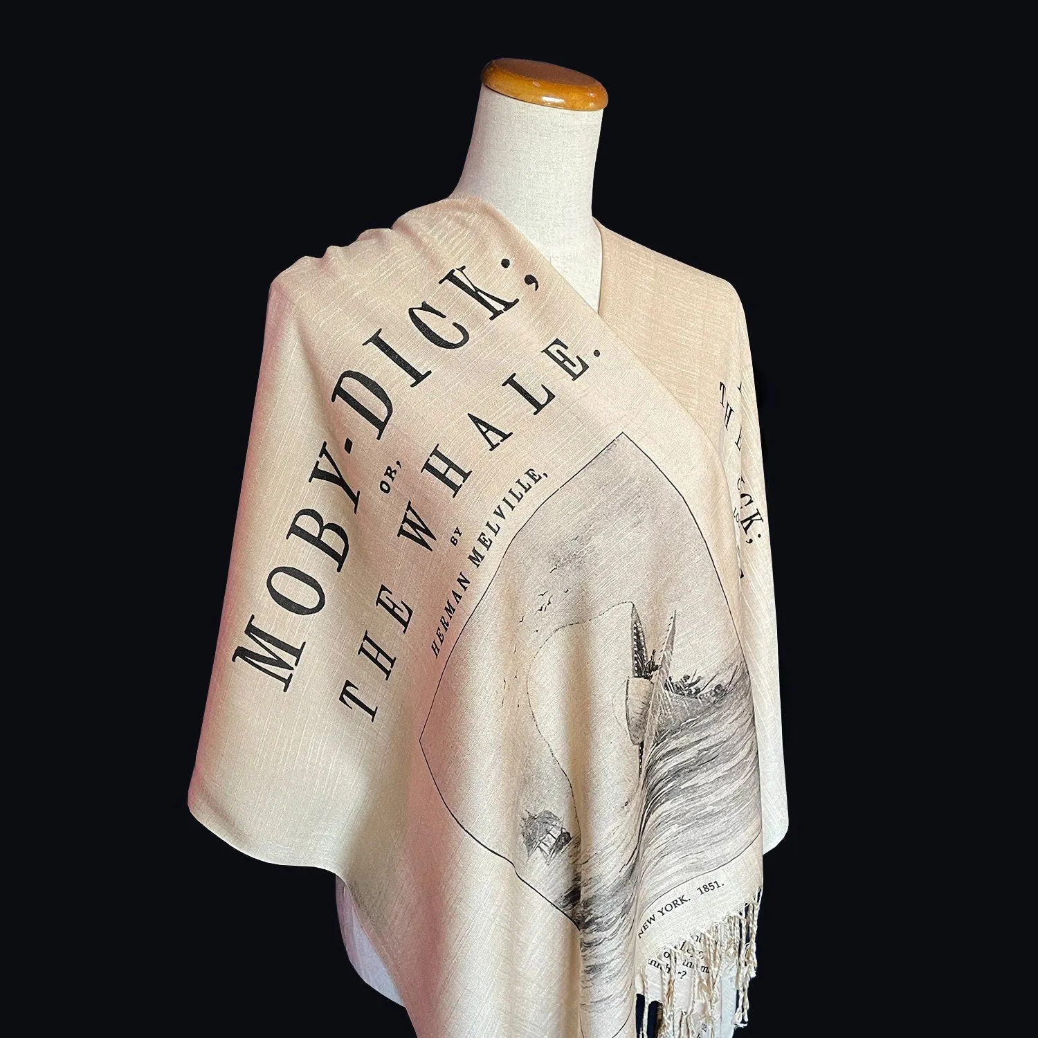 Moby-Dick; or, The Whale Shawl Scarf Wrap, Moby-Dick; or, The Whale by Herman Melville Scarf. Bookish Gift, Literary Scarf, Book Scarf.