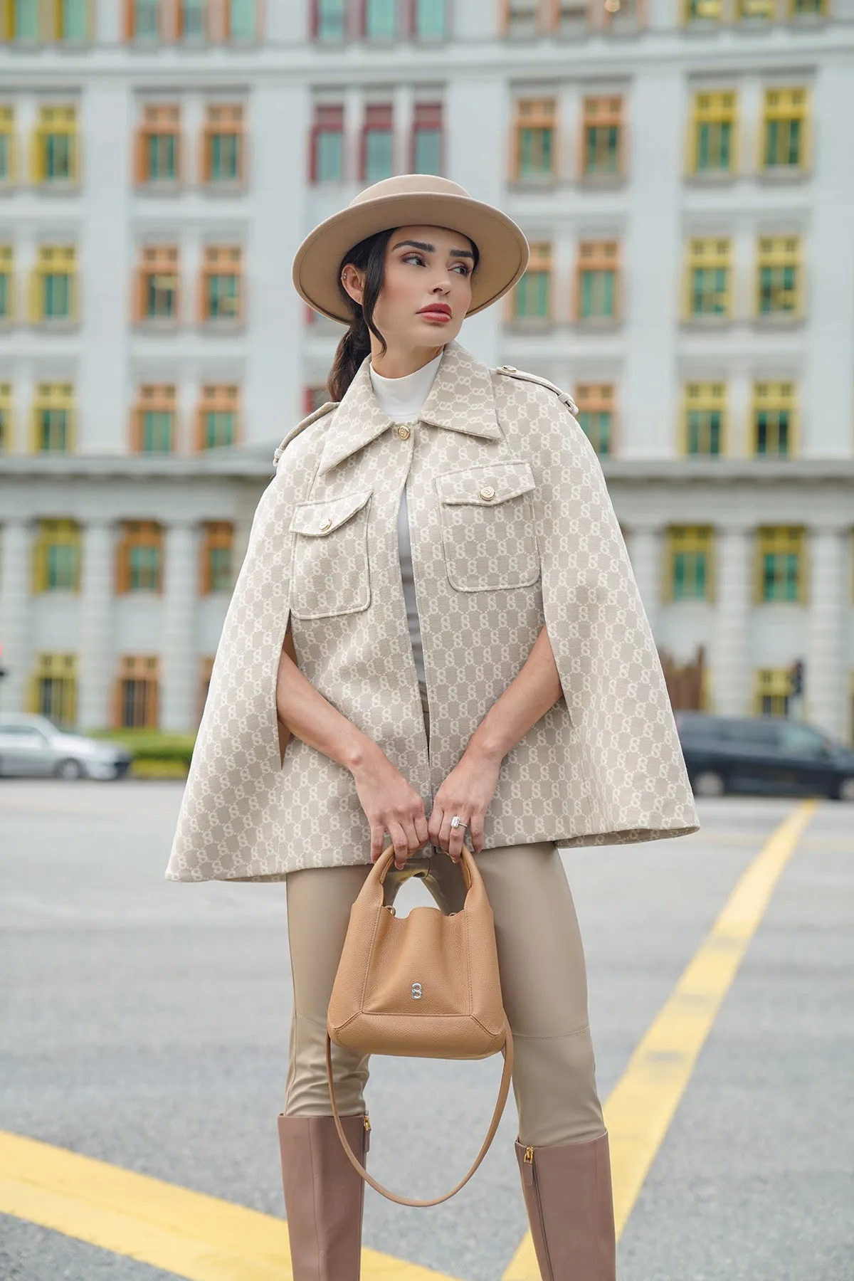 Monogram Cape Outer - Beige