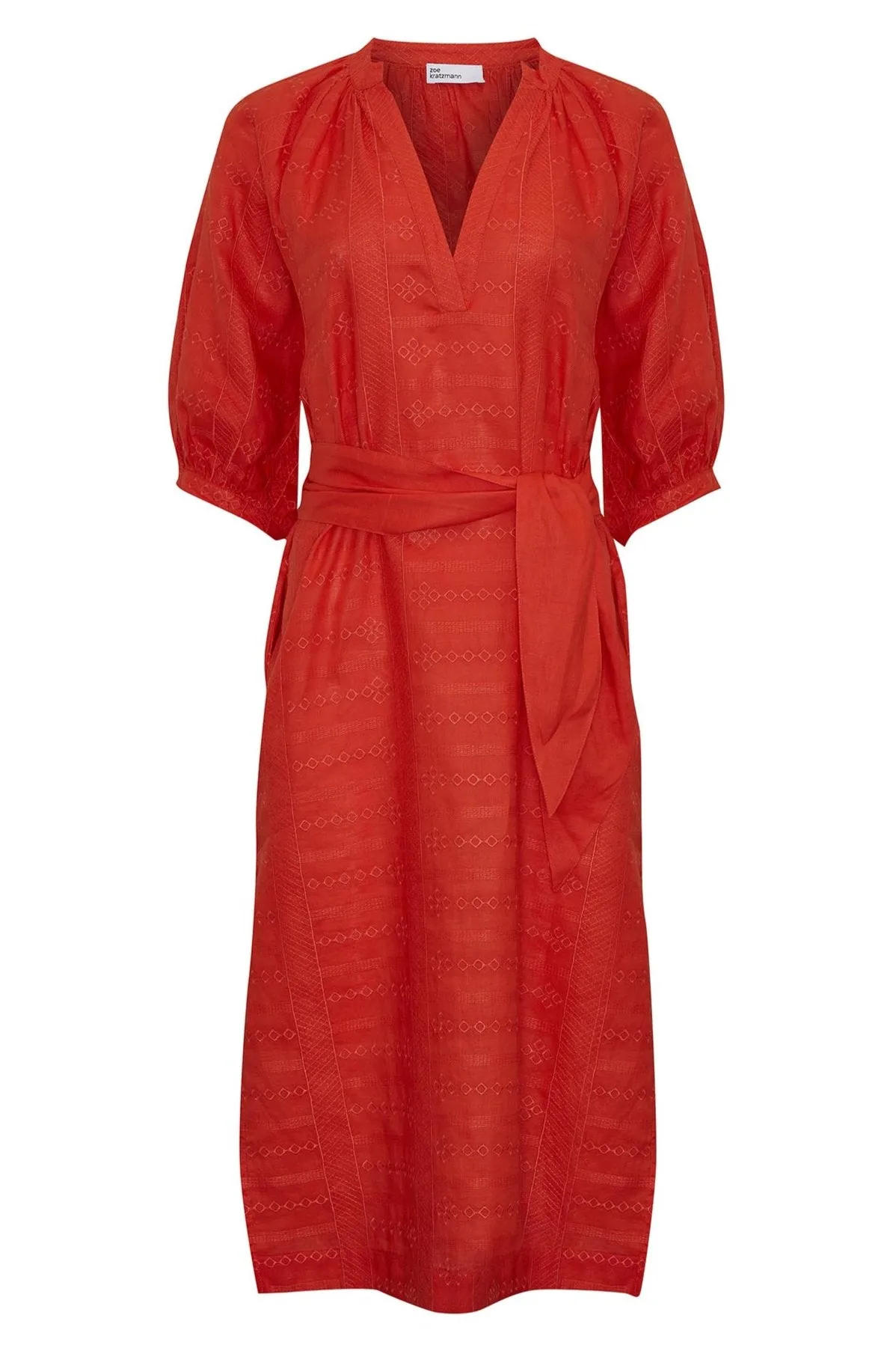 Motto Dress in Flame Embroidery