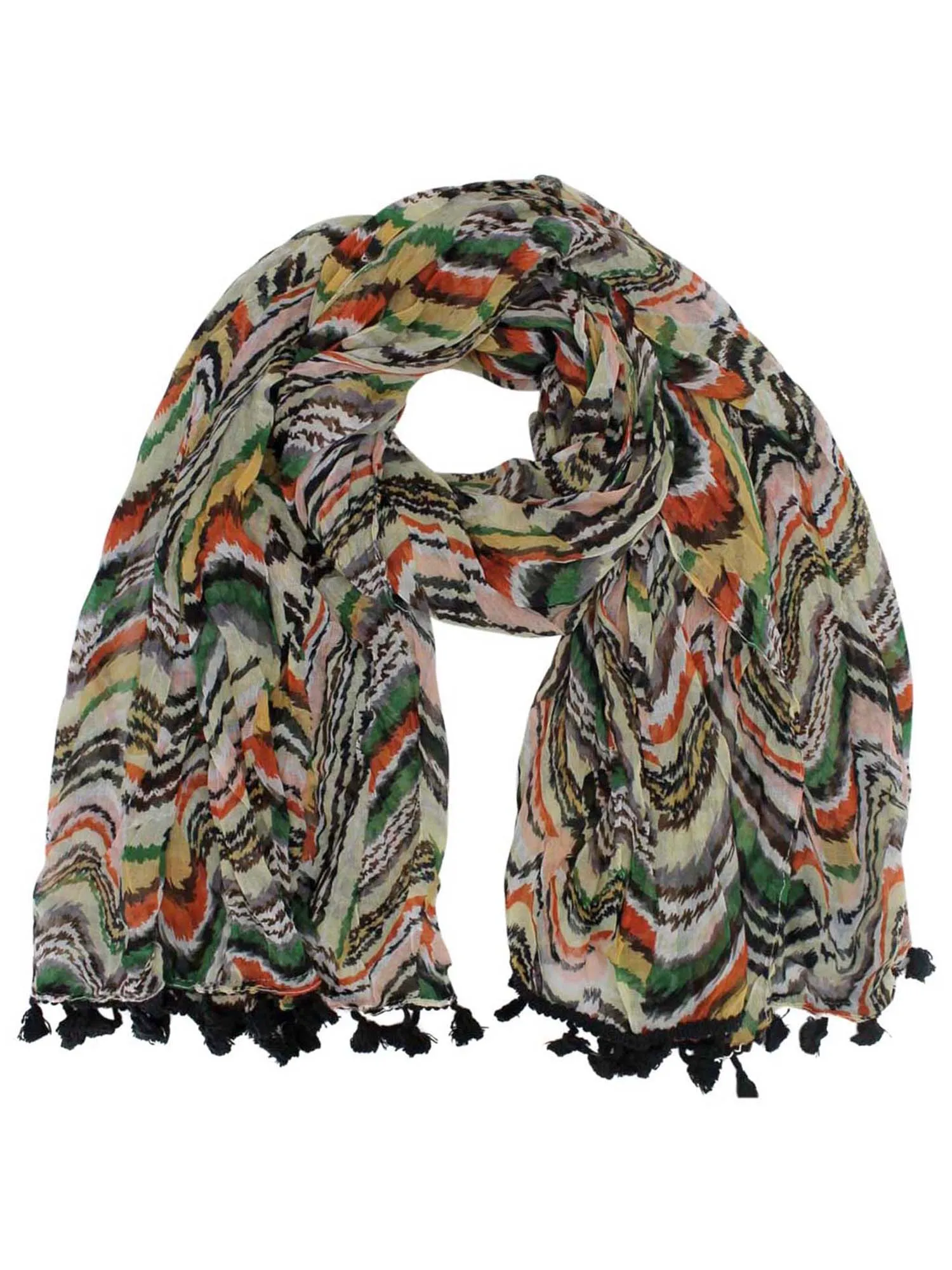 Multicolor Retro Print Striped Scarf