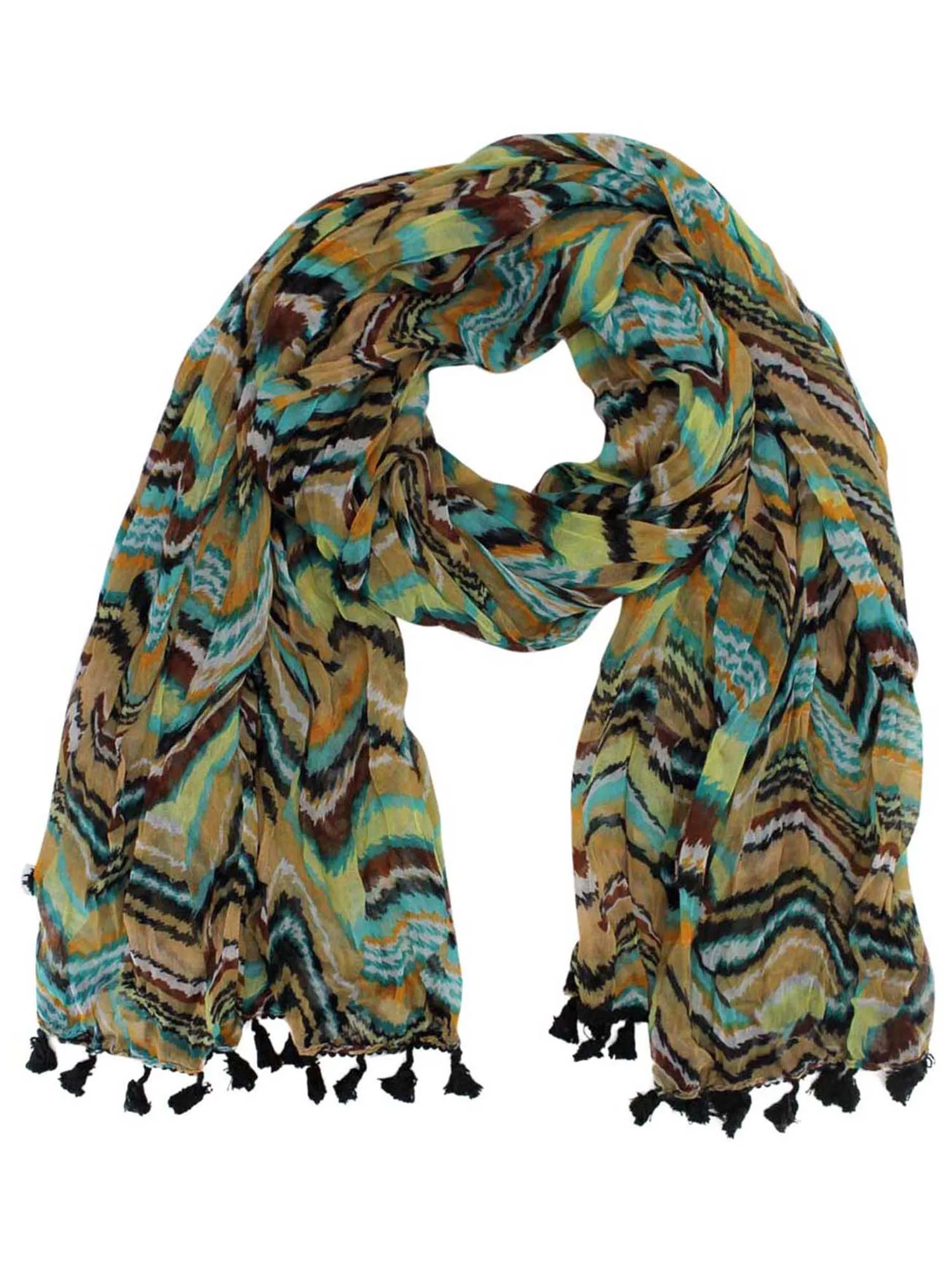 Multicolor Retro Print Striped Scarf