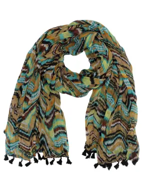 Multicolor Retro Print Striped Scarf