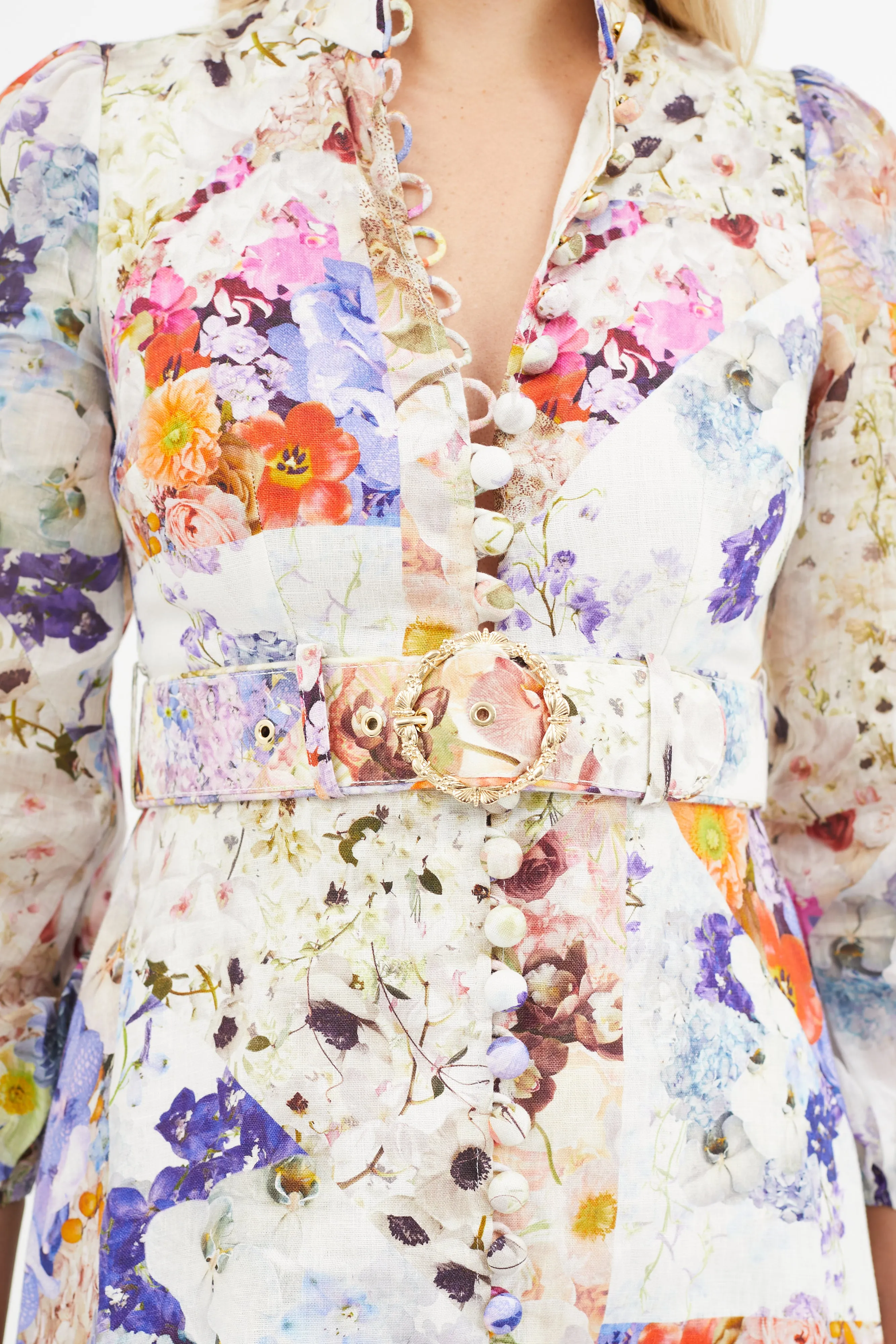 Multicolour Prima Floral Belted Shirt Dress