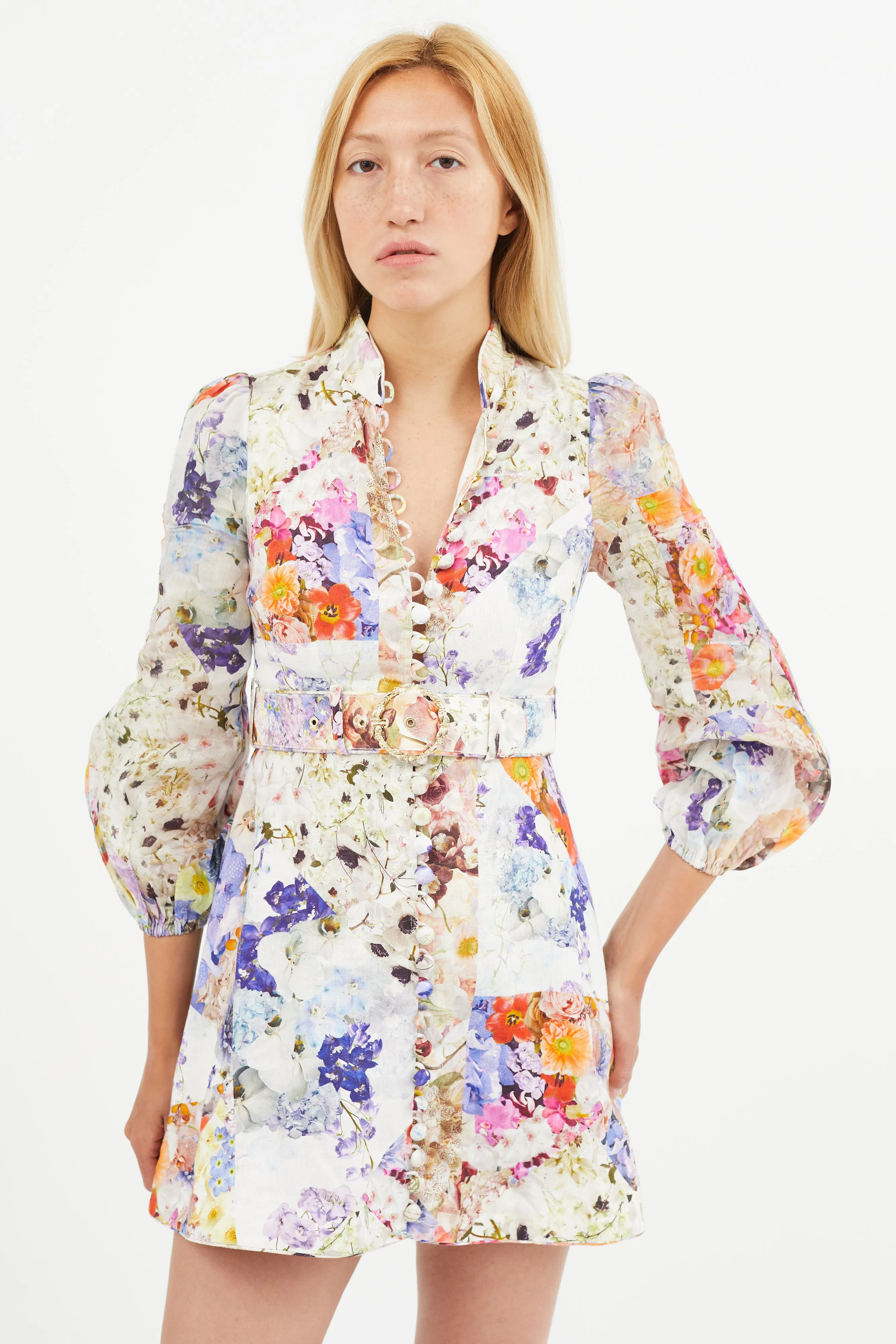 Multicolour Prima Floral Belted Shirt Dress