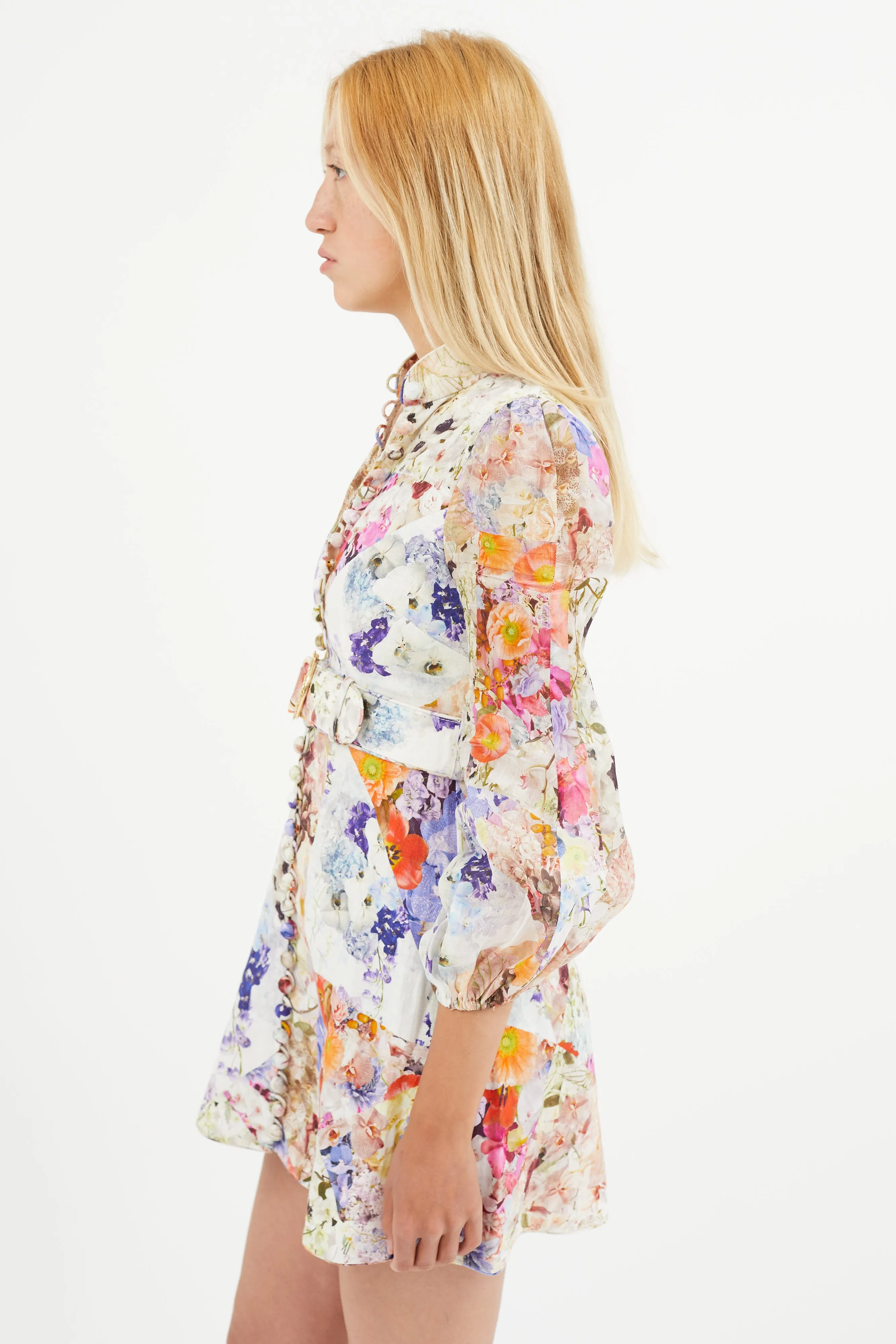 Multicolour Prima Floral Belted Shirt Dress