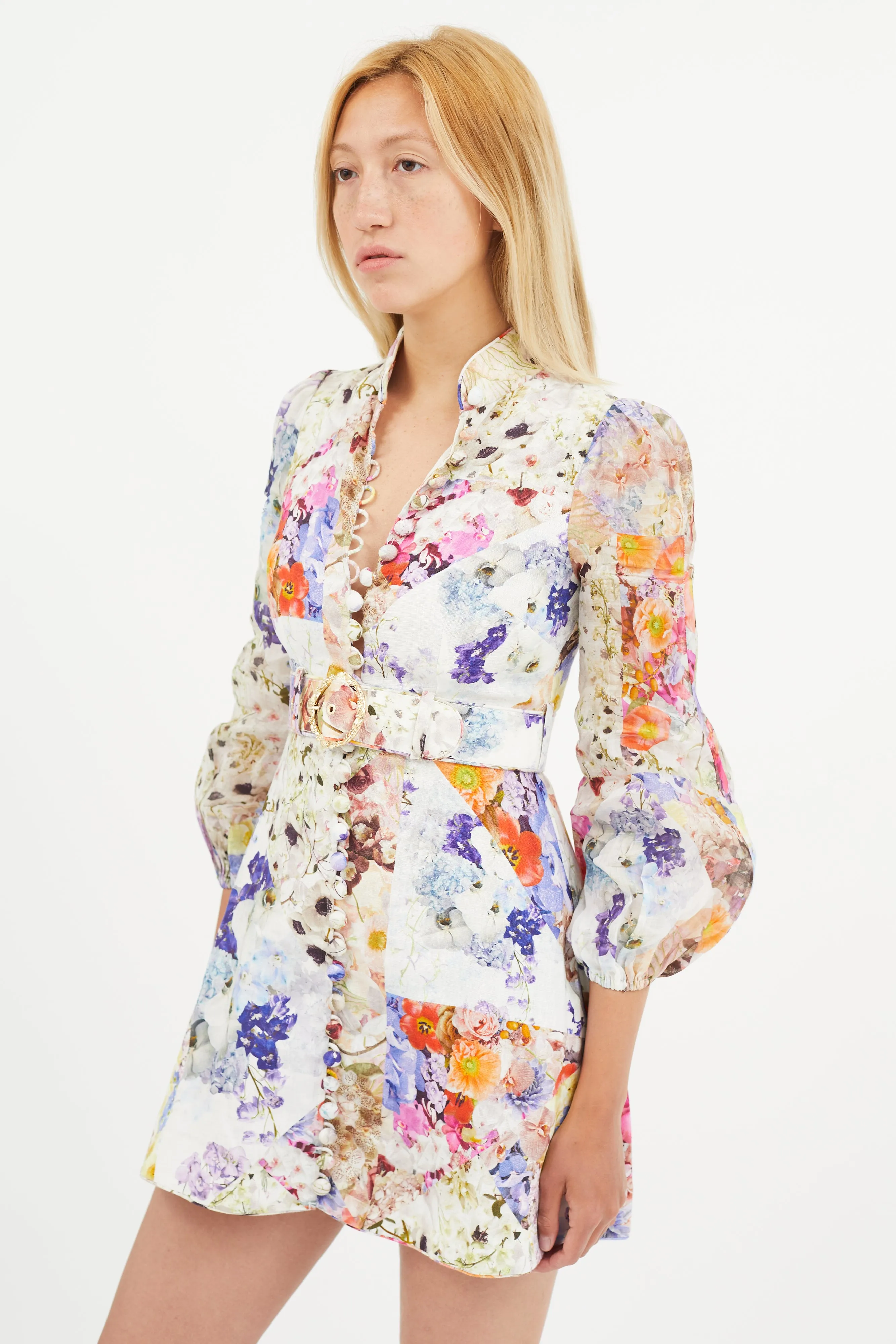 Multicolour Prima Floral Belted Shirt Dress