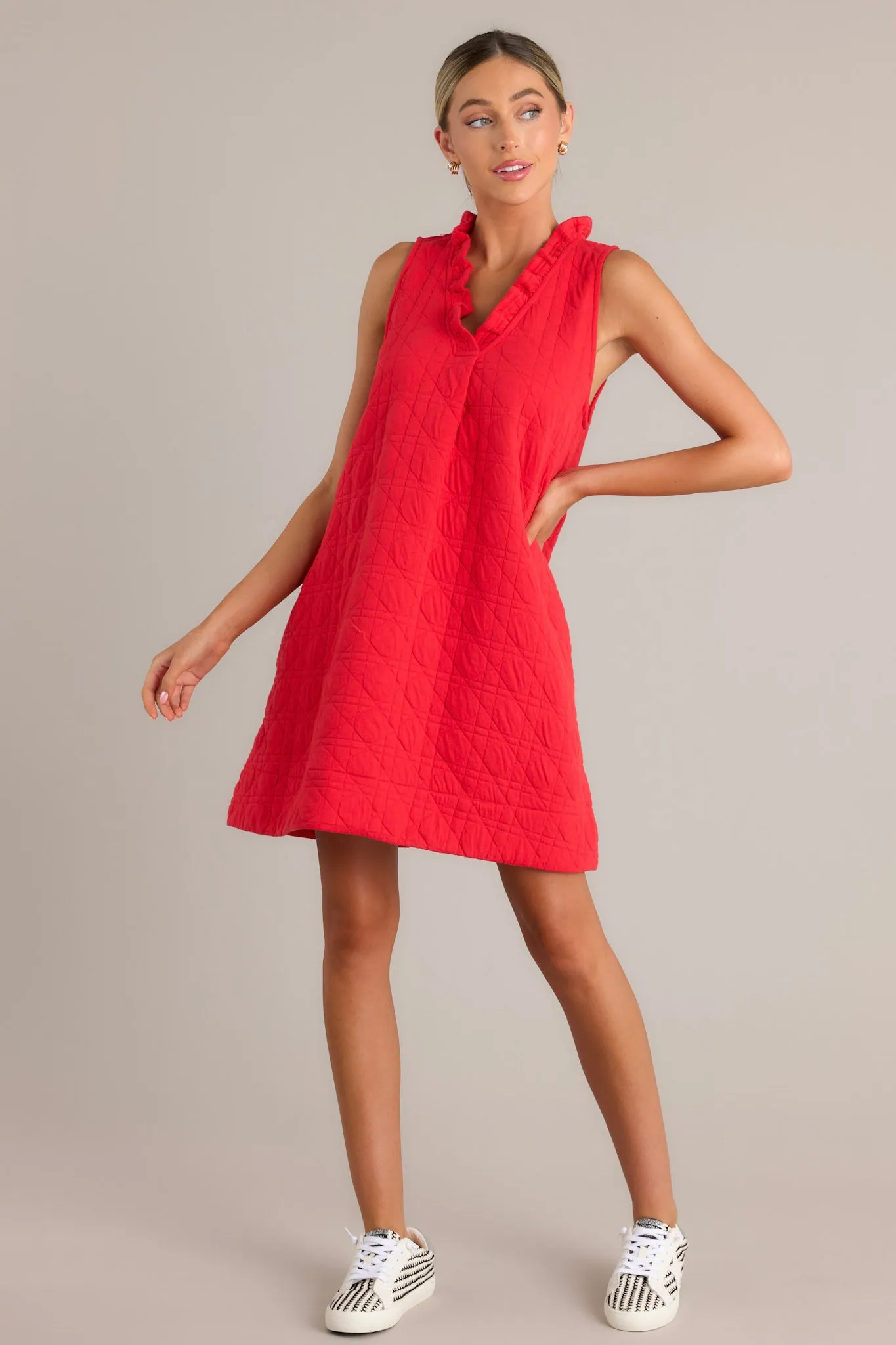 Mystic Jewels Red Quilted Mini Dress
