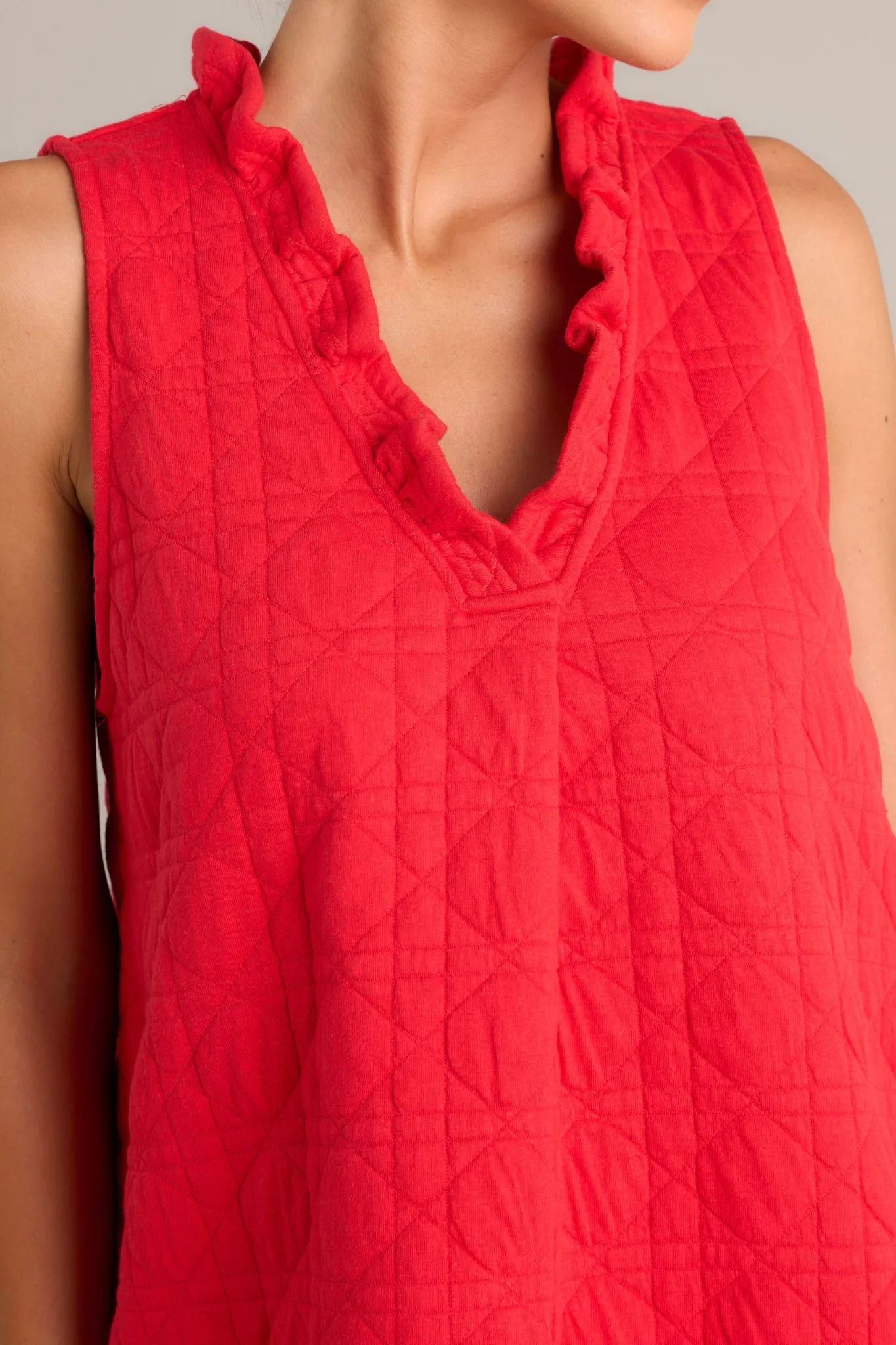 Mystic Jewels Red Quilted Mini Dress