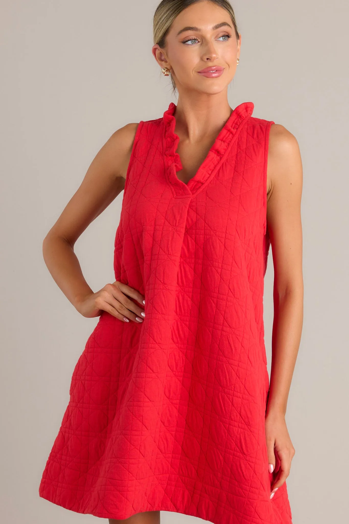 Mystic Jewels Red Quilted Mini Dress