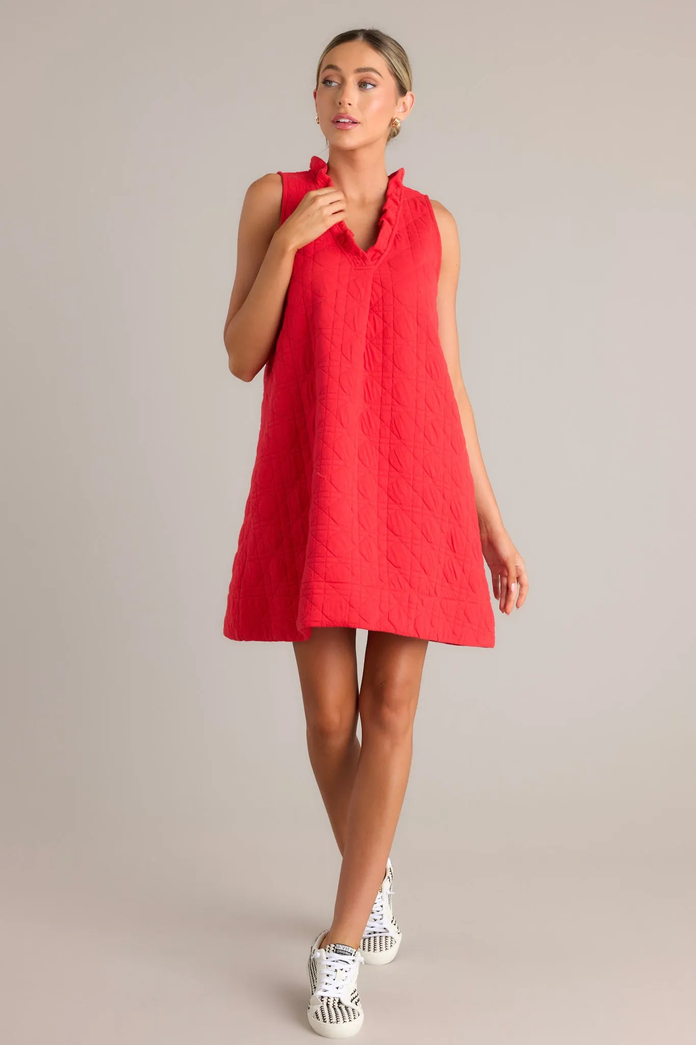 Mystic Jewels Red Quilted Mini Dress