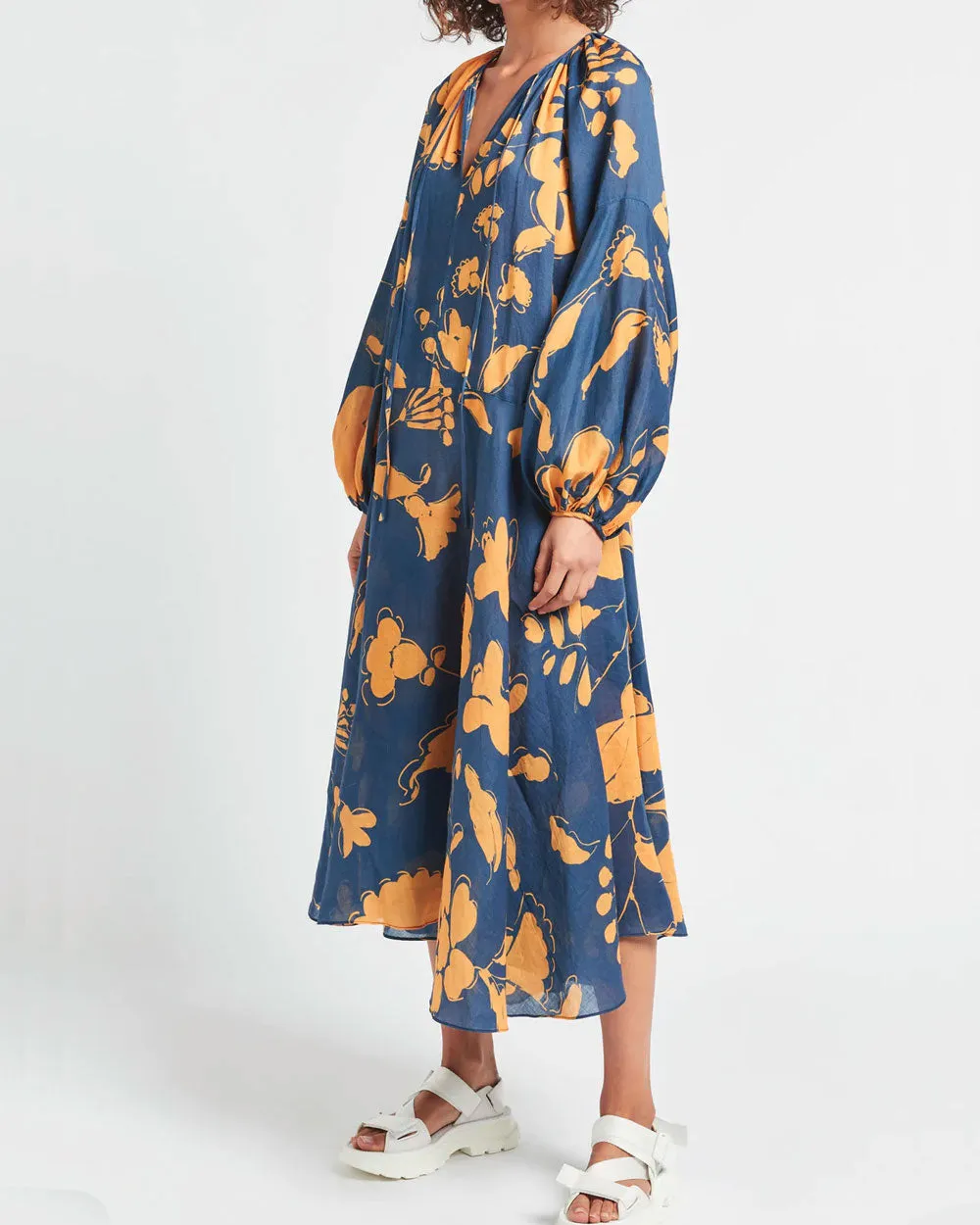 Navy and Orange Malorie Maxi Dress