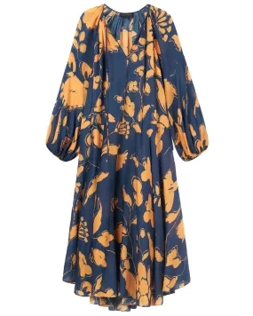 Navy and Orange Malorie Maxi Dress