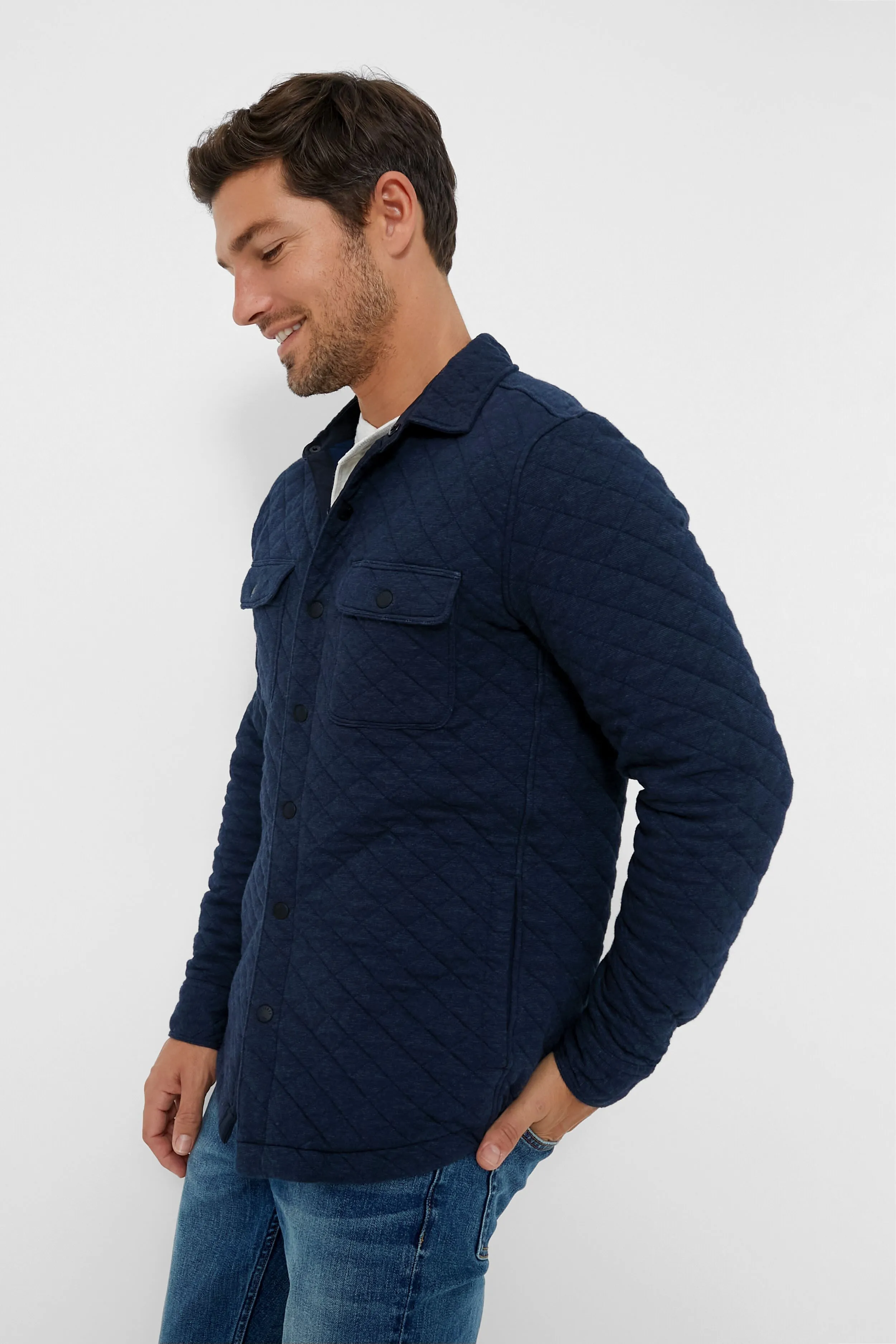 Navy Melange Epic Quilted Fleece CPO