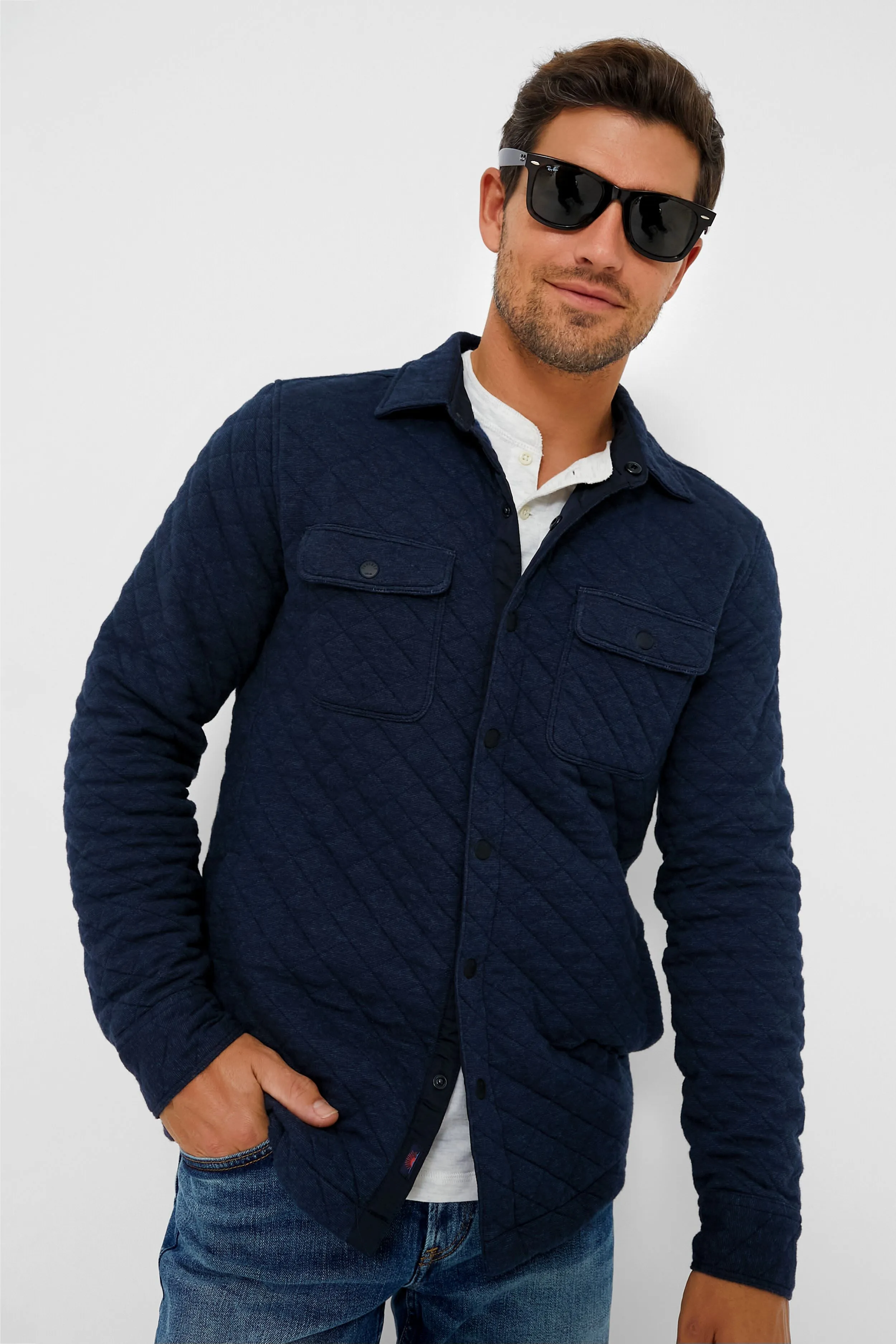 Navy Melange Epic Quilted Fleece CPO