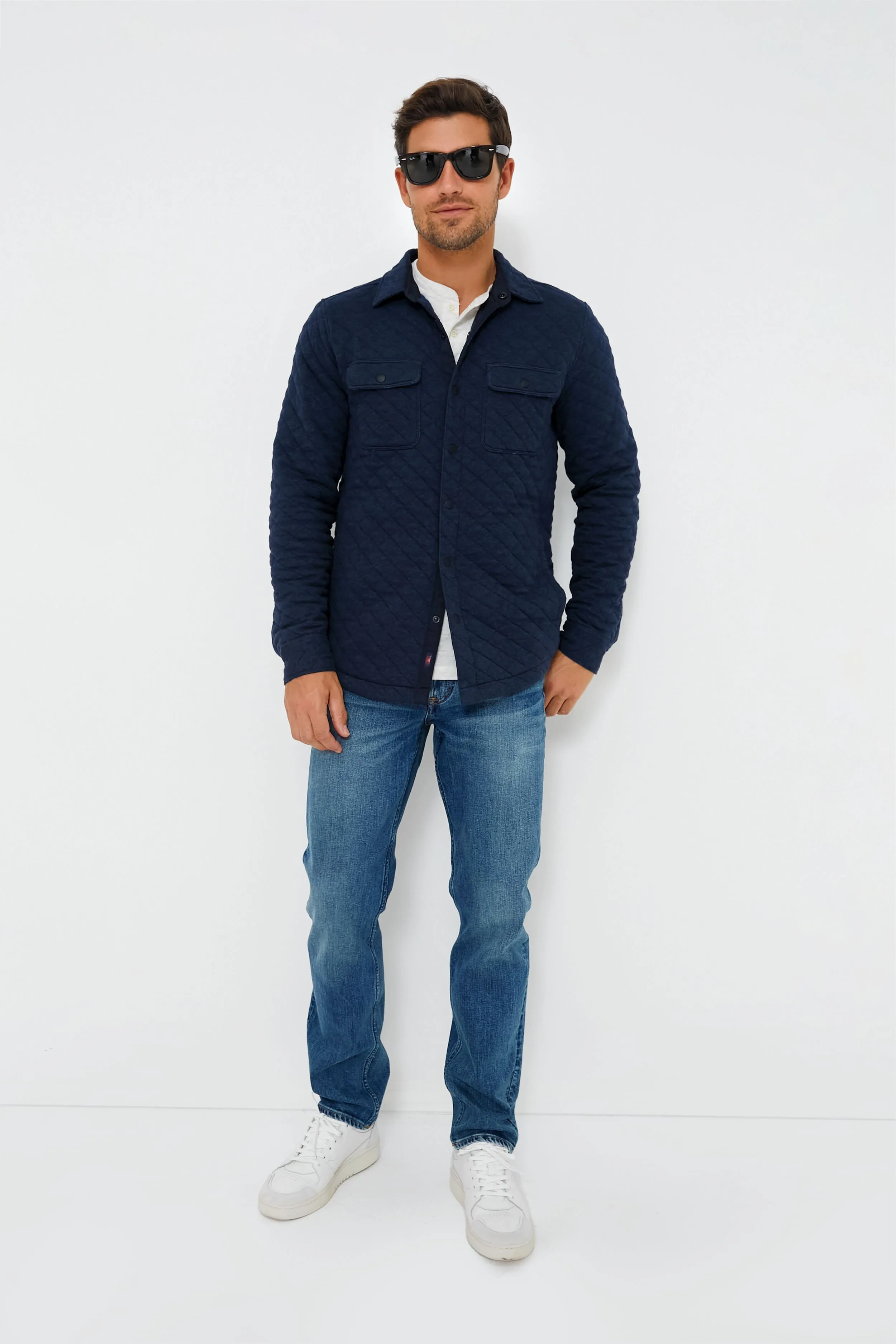 Navy Melange Epic Quilted Fleece CPO
