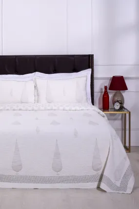 Neomi Cypruss Hand Block Printed Grey Cotton Bedcover