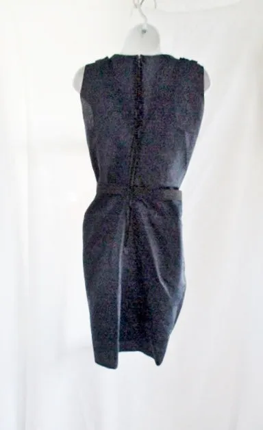 New LANVIN Ete 2010 Ruched Sleeveless Dress 38 6 NAVY BLUE