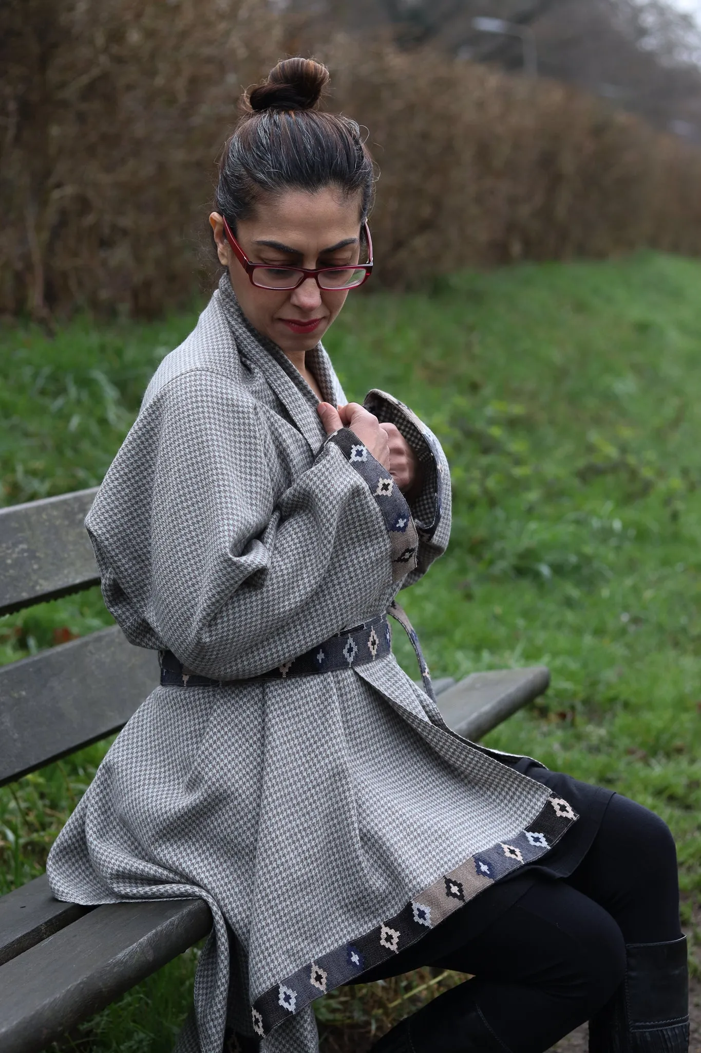 NEW! Wool Cape Coat Cocoon Greige