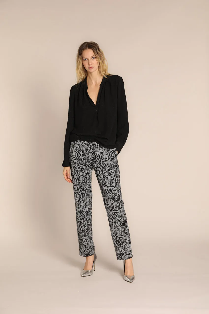 New York women's chino pants in jersey with animal print regular fit 