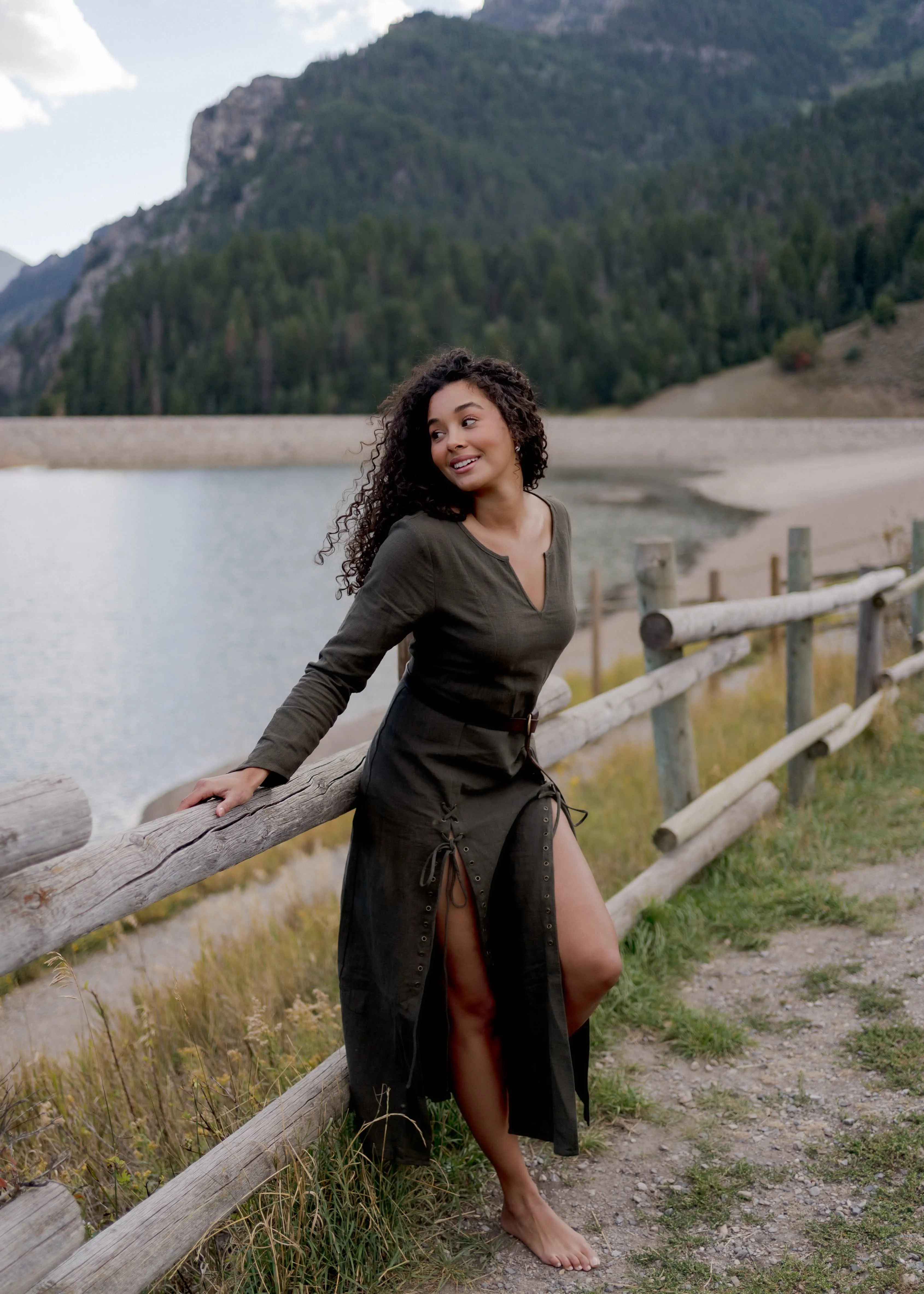 Olive Green Viking Dress
