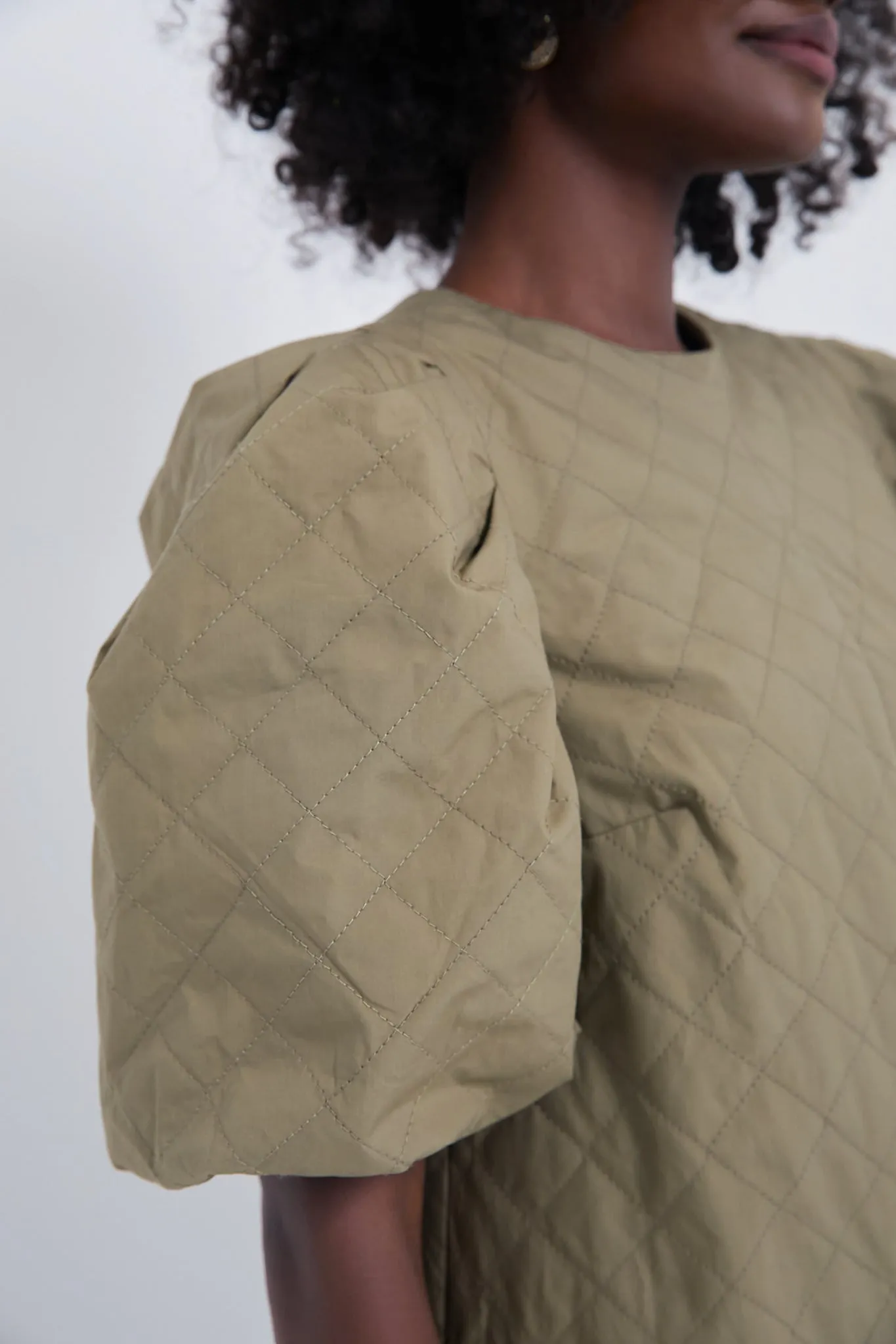Olive Quilted Fowler Midi Dress