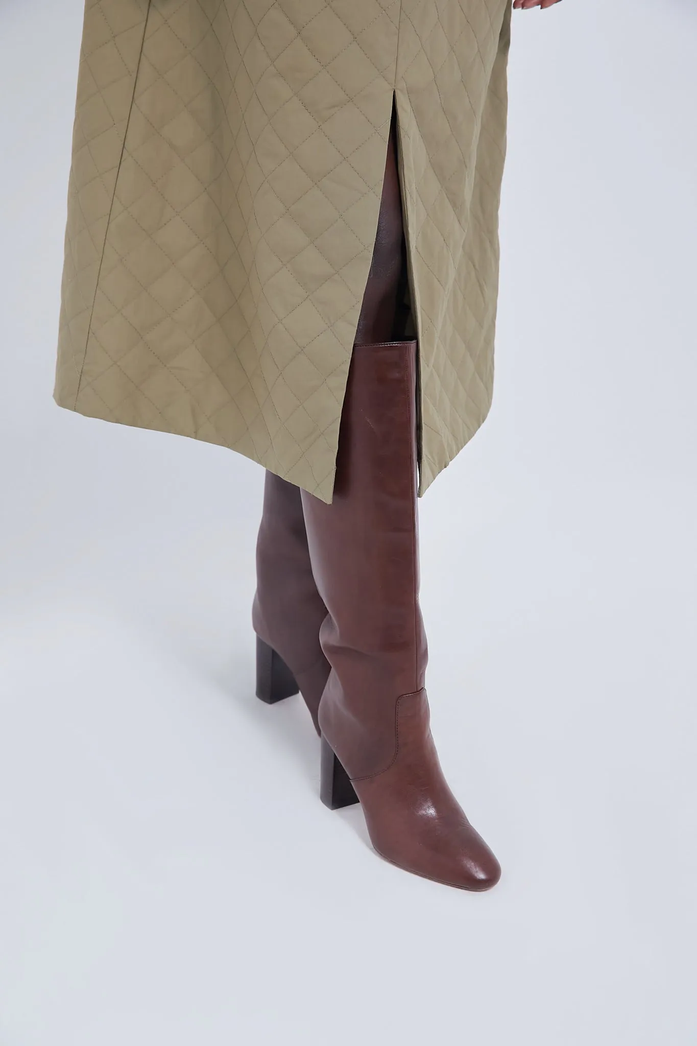 Olive Quilted Fowler Midi Dress