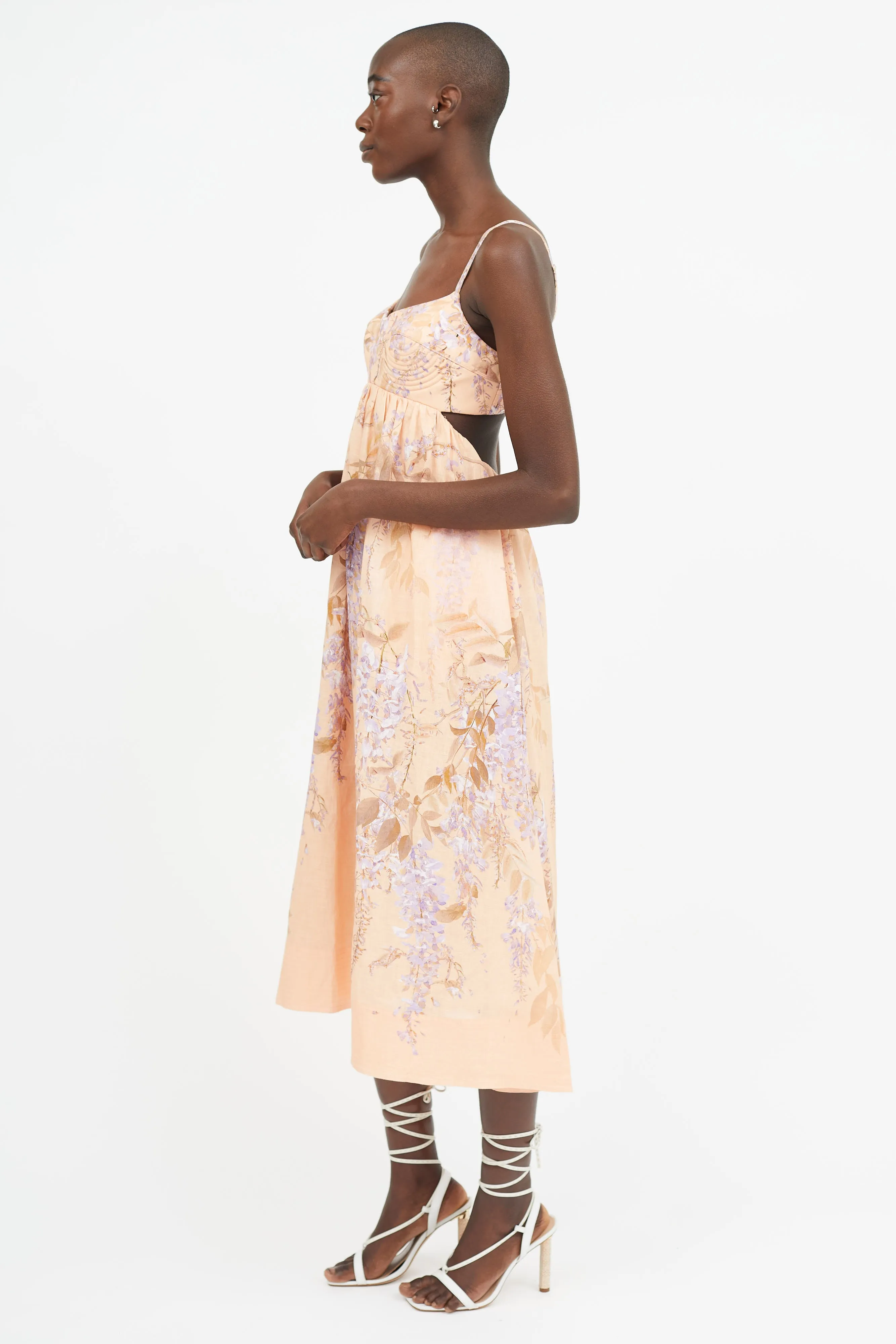 Orange & Purple Floral Print Dress