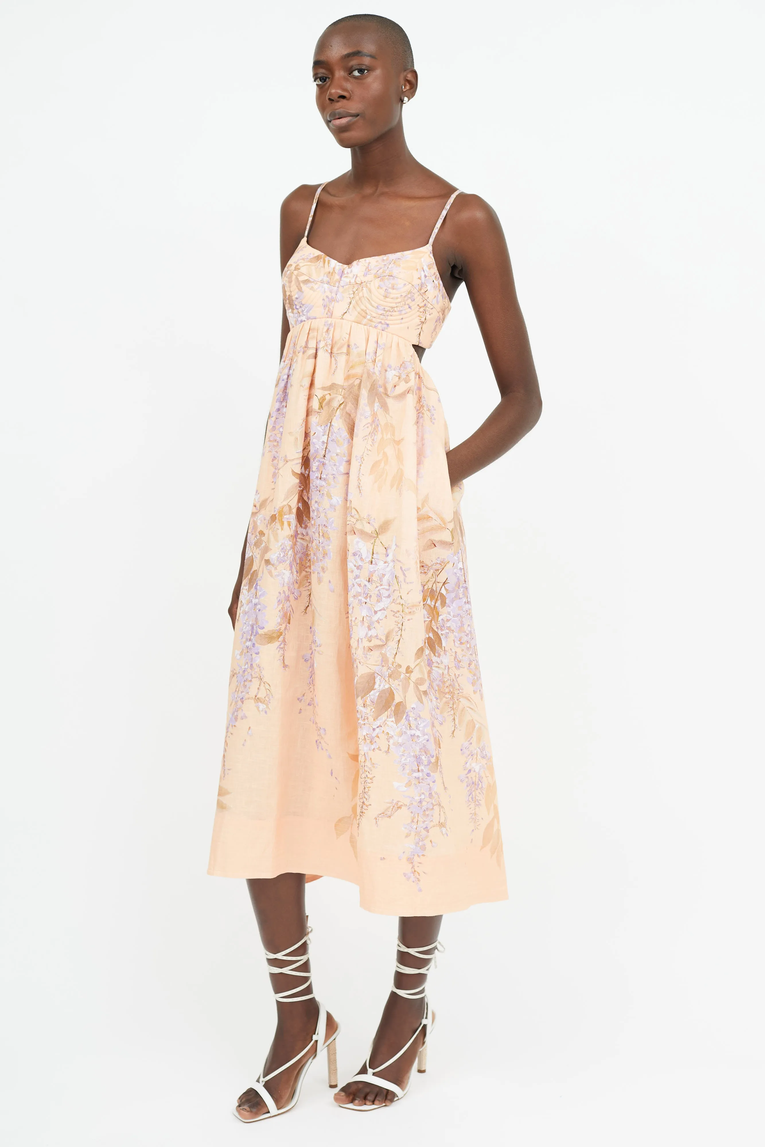 Orange & Purple Floral Print Dress