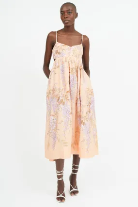 Orange & Purple Floral Print Dress