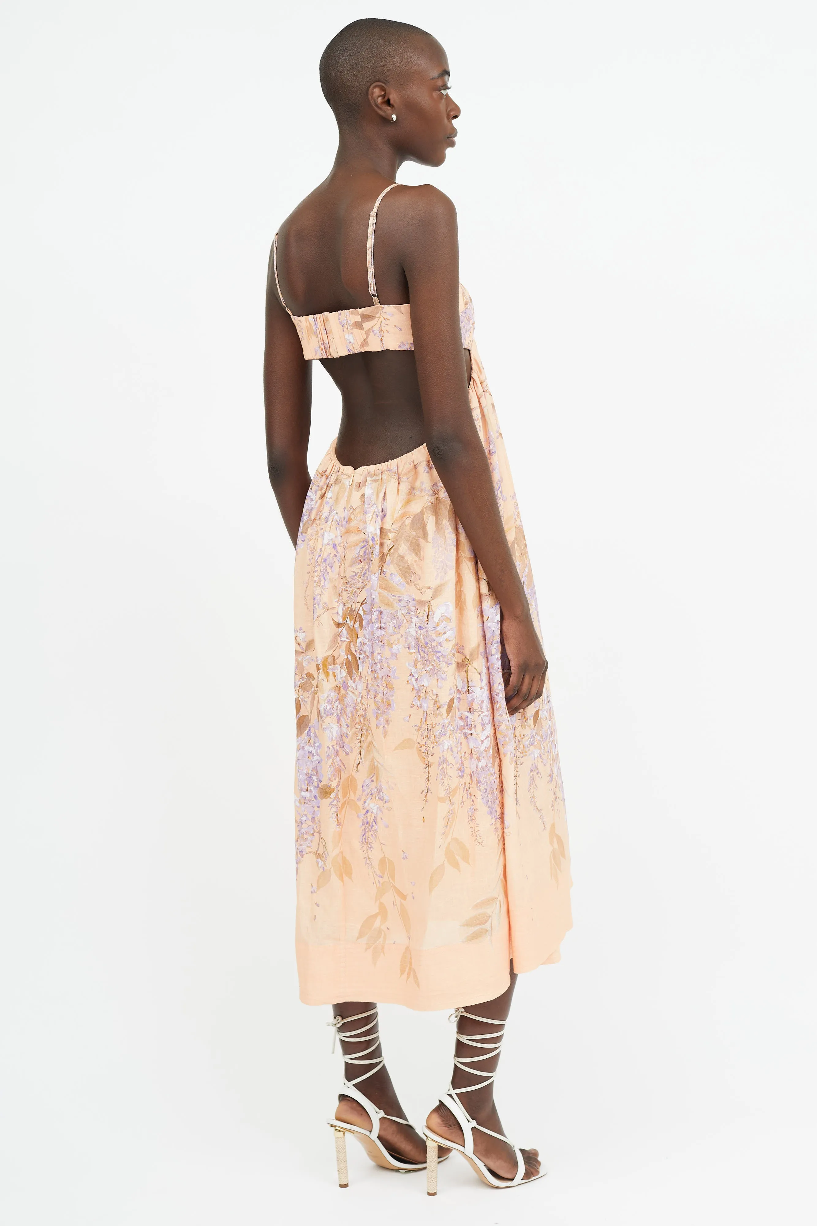 Orange & Purple Floral Print Dress