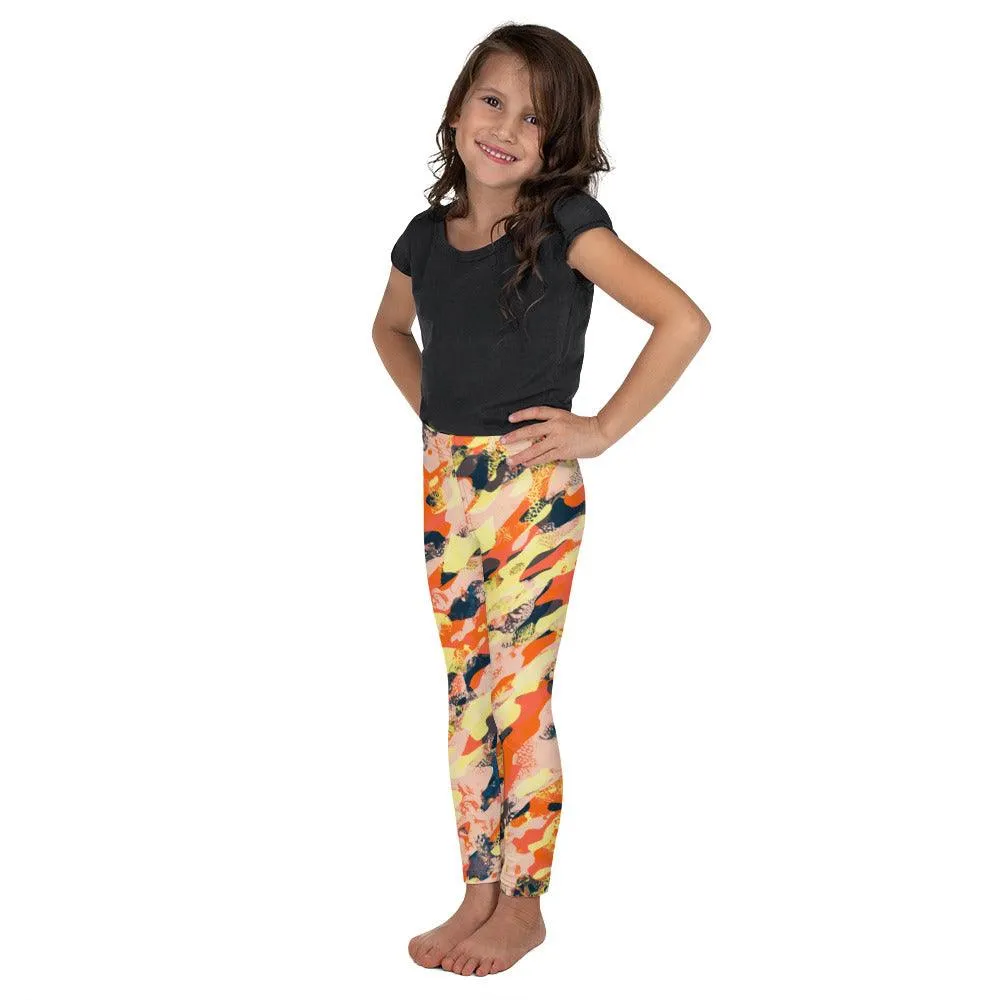 Orange Camouflage Kid's Leggings