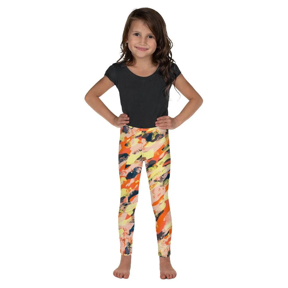 Orange Camouflage Kid's Leggings