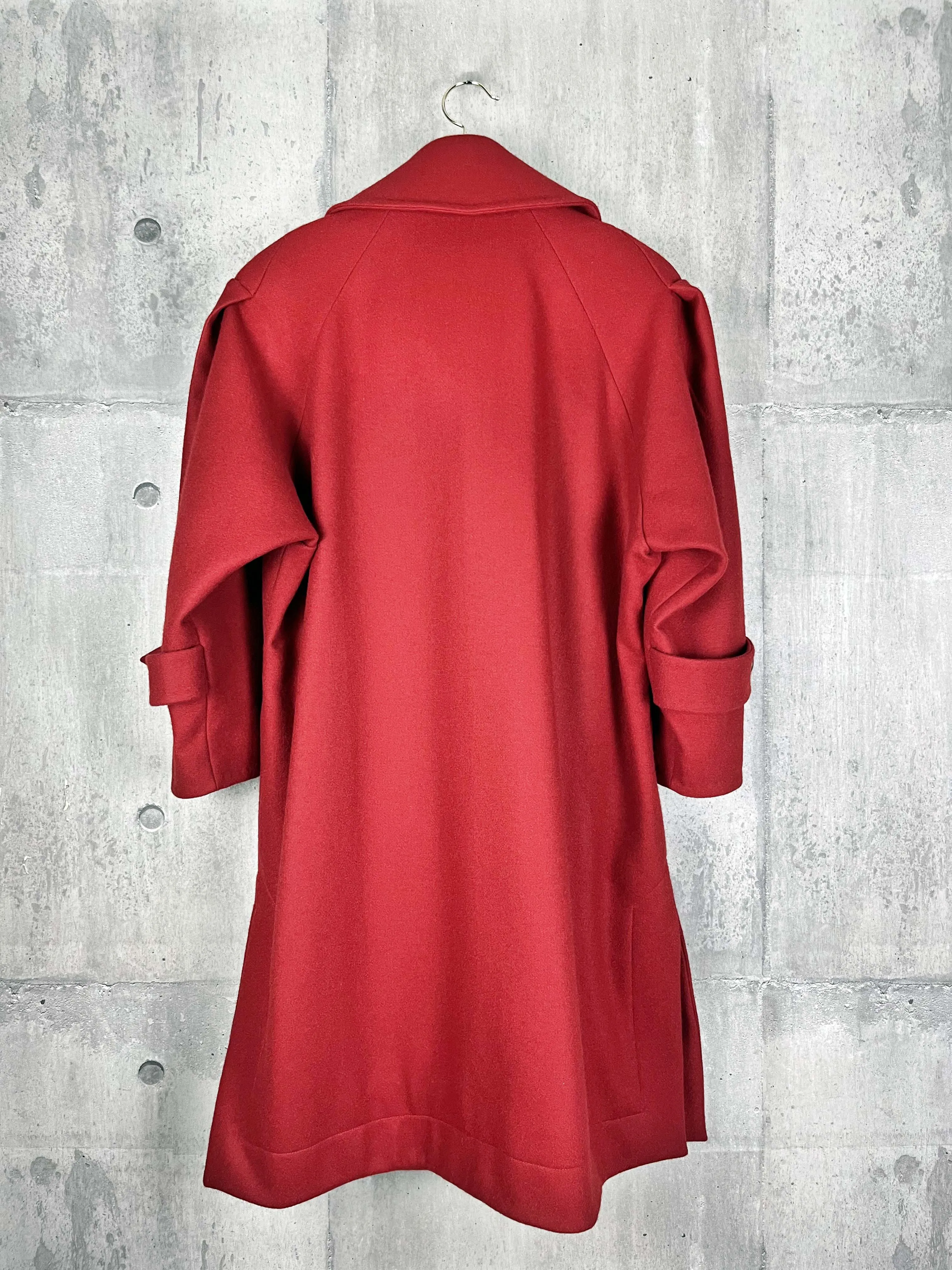 Origami Stain Collar Wool Coat / RED