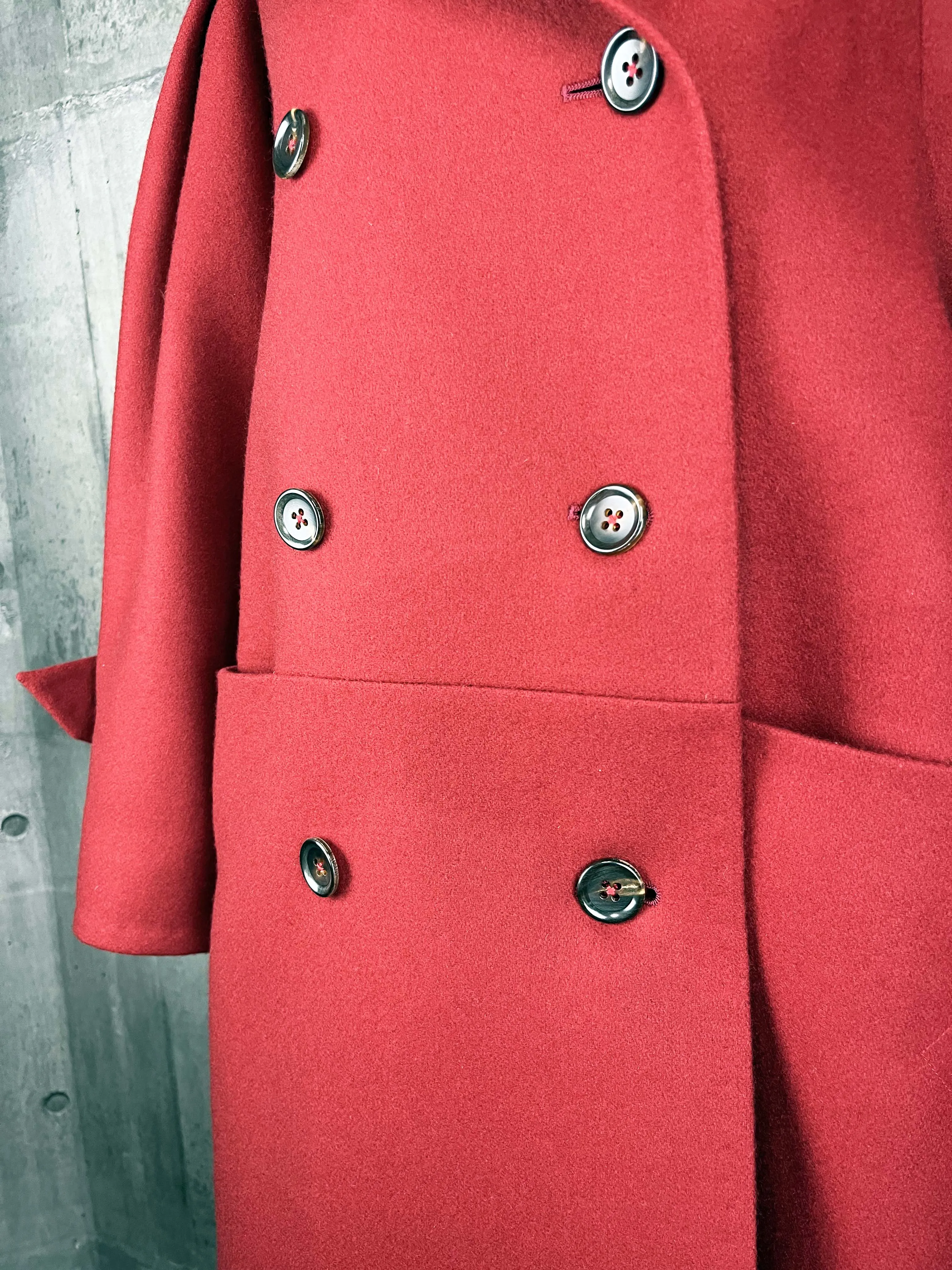 Origami Stain Collar Wool Coat / RED