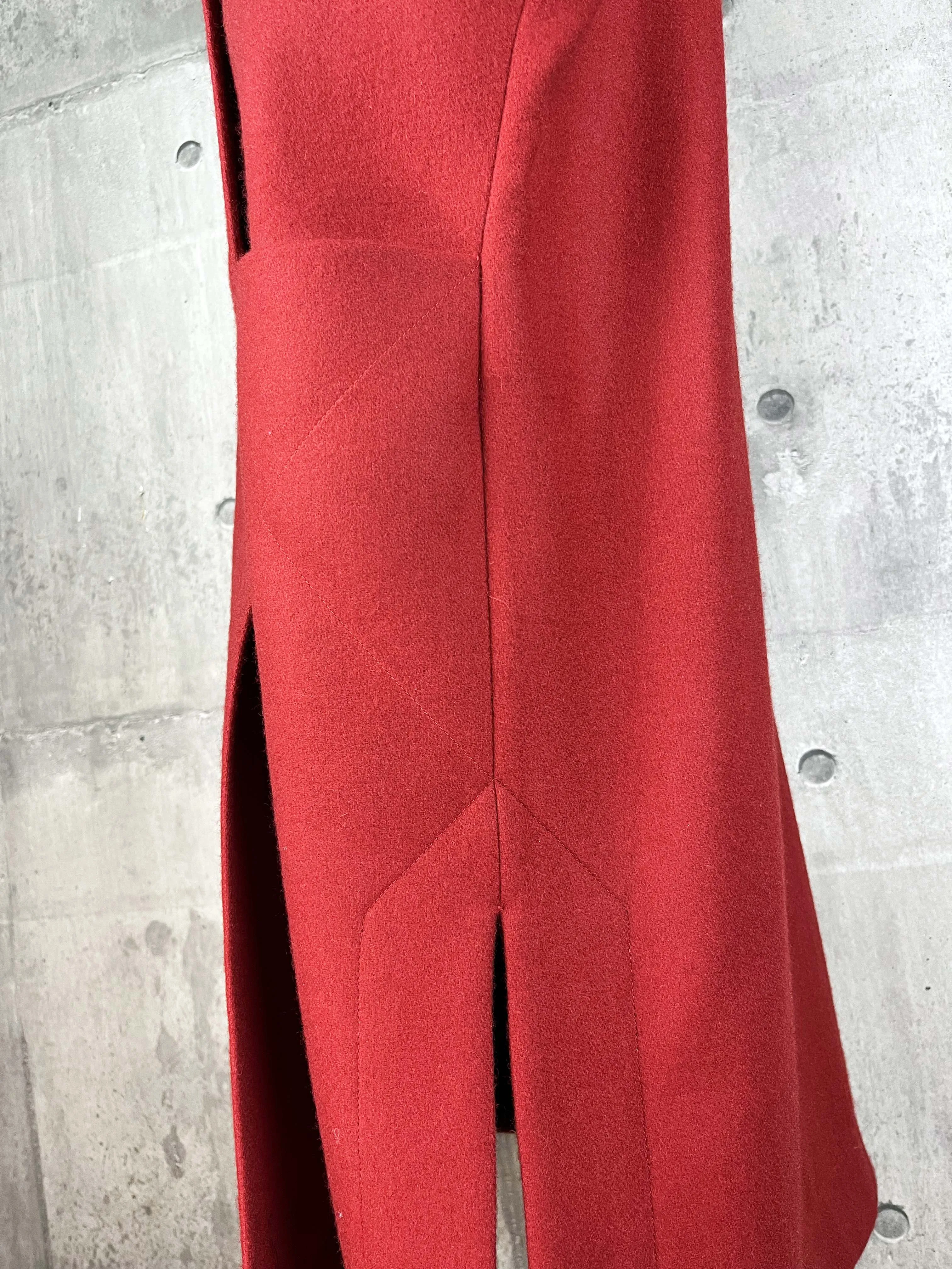 Origami Stain Collar Wool Coat / RED