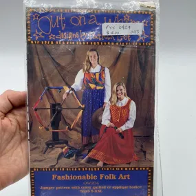 Out on a Whim Pattern, Fashionable Folk Art, Dress with Quilted Bodice (PXX0424)