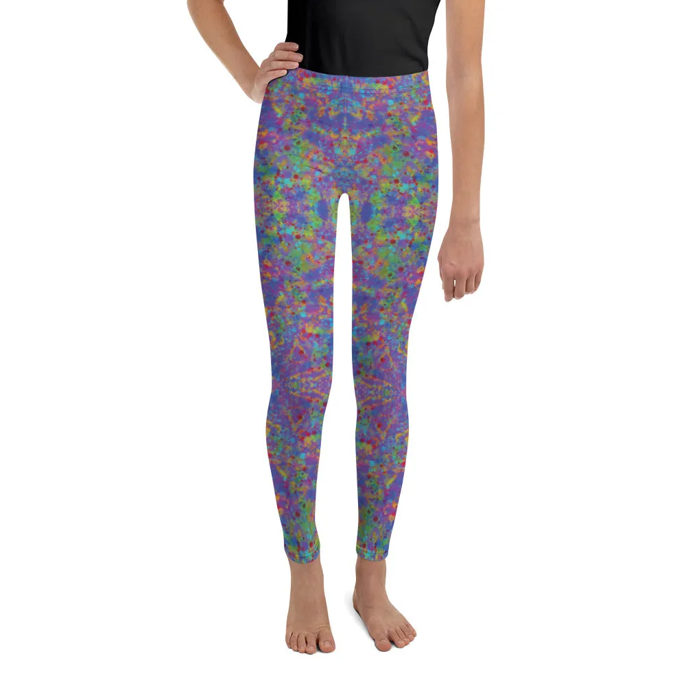 Paint Splatter Rainbow Youth Leggings,Girls and Boys Matching Family Outfits