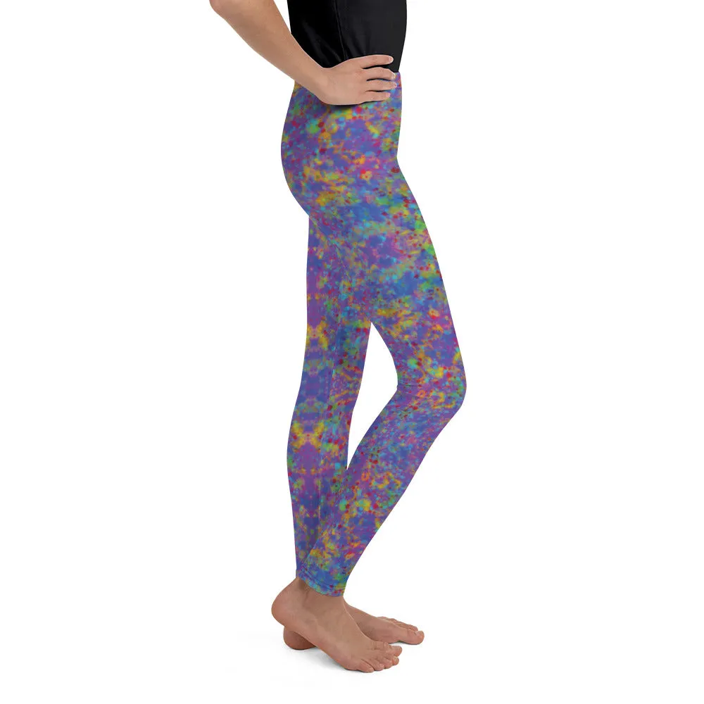 Paint Splatter Rainbow Youth Leggings,Girls and Boys Matching Family Outfits
