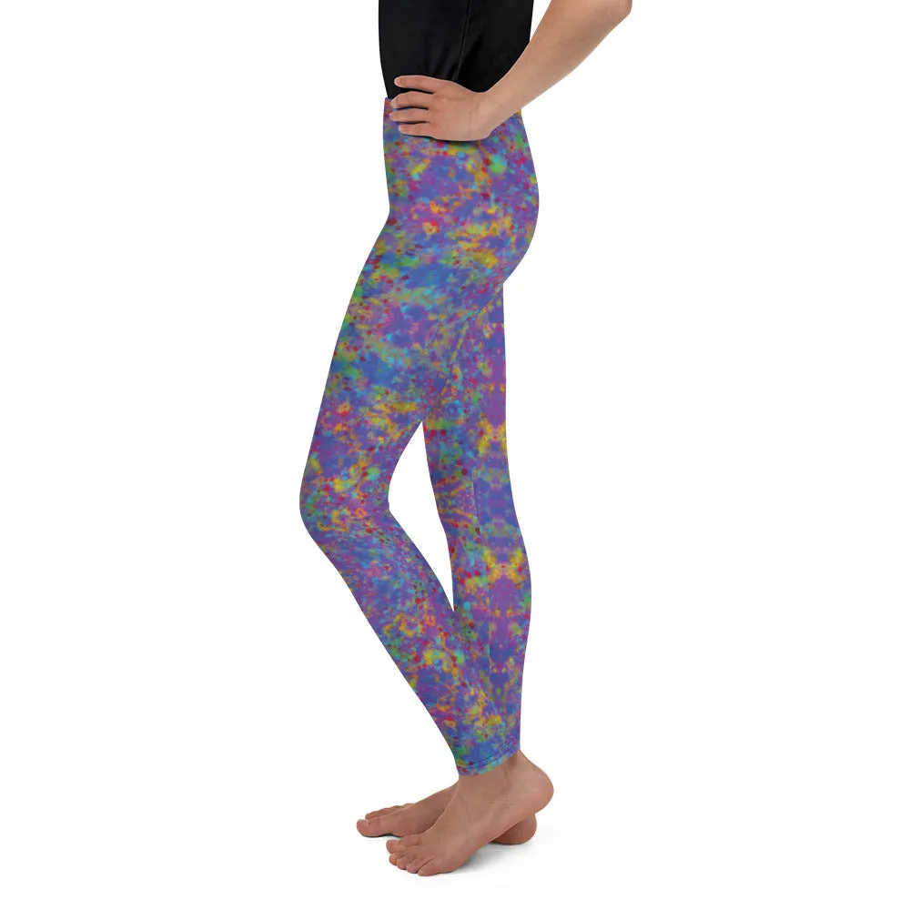 Paint Splatter Rainbow Youth Leggings,Girls and Boys Matching Family Outfits