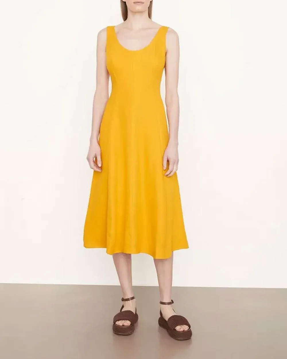 Papaya Paneled Scoop Neck Dress