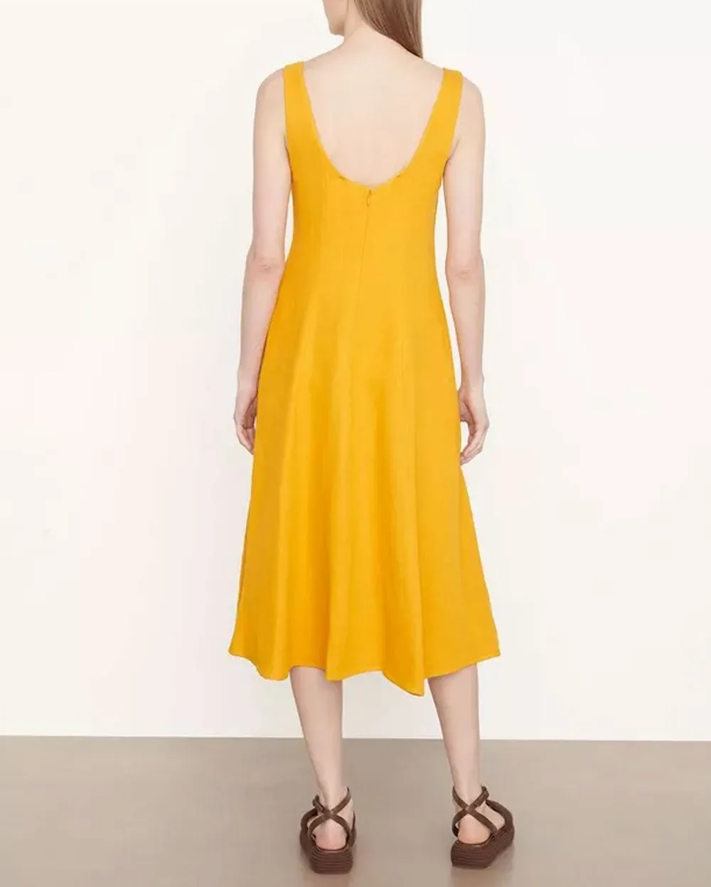 Papaya Paneled Scoop Neck Dress