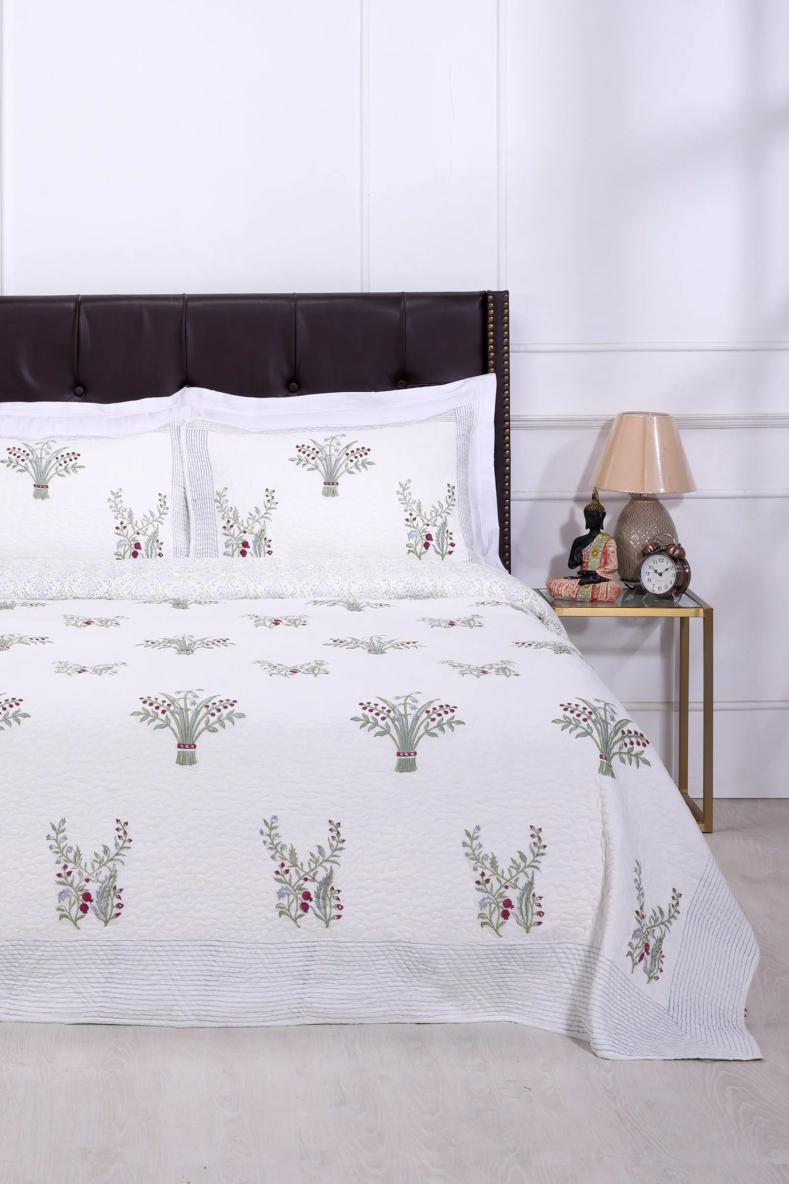Parnika Hand Block Printed Purple Cotton Bedcover