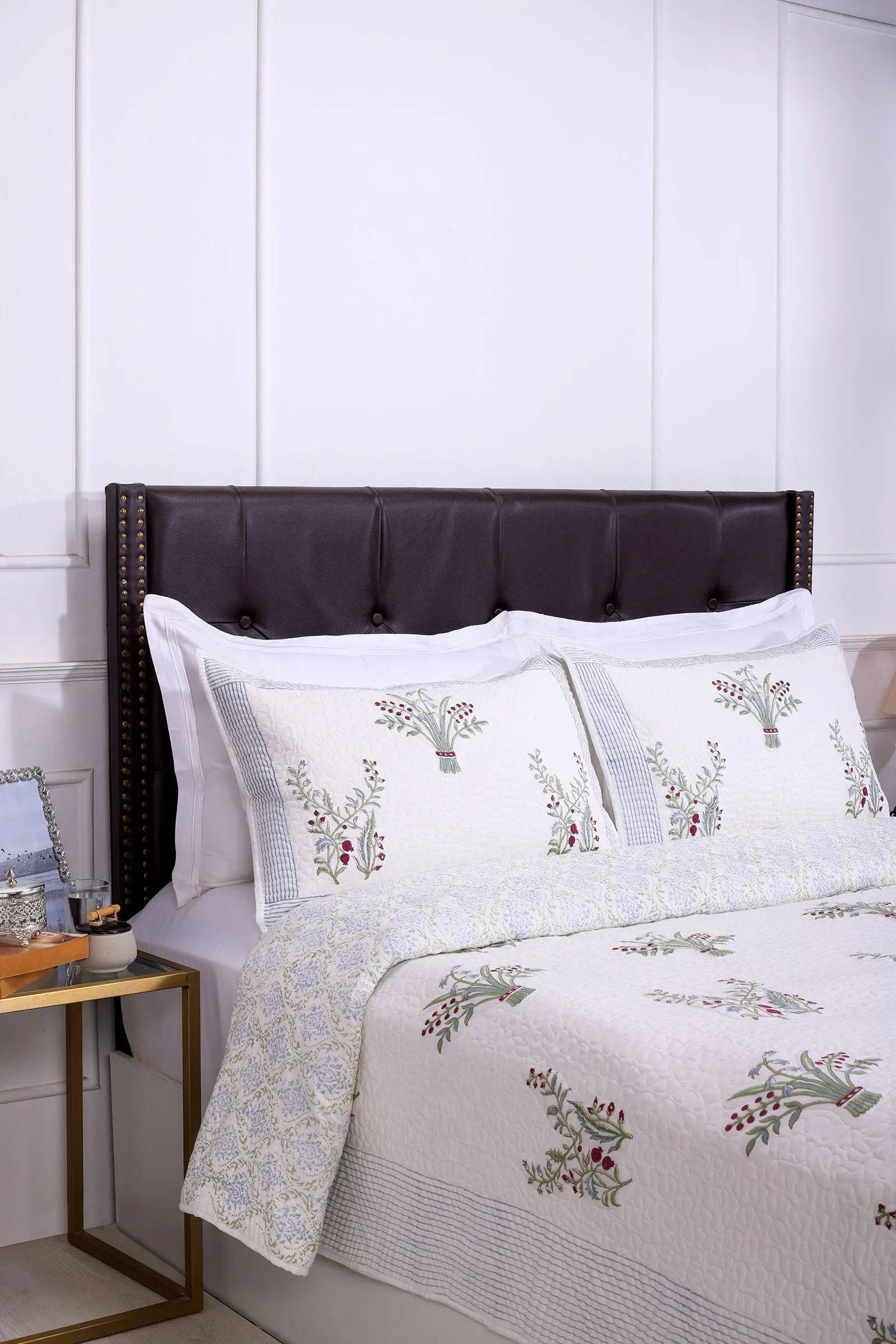 Parnika Hand Block Printed Purple Cotton Bedcover