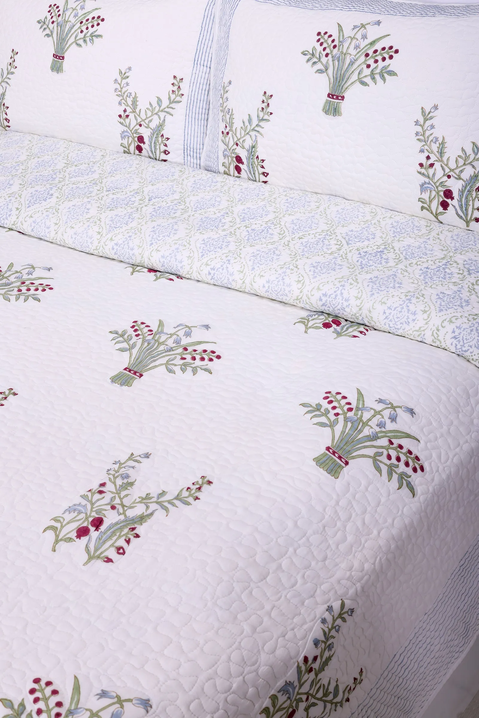 Parnika Hand Block Printed Purple Cotton Bedcover