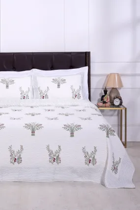 Parnika Hand Block Printed Purple Cotton Bedcover