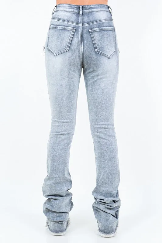 Patchwork Stacked Pants